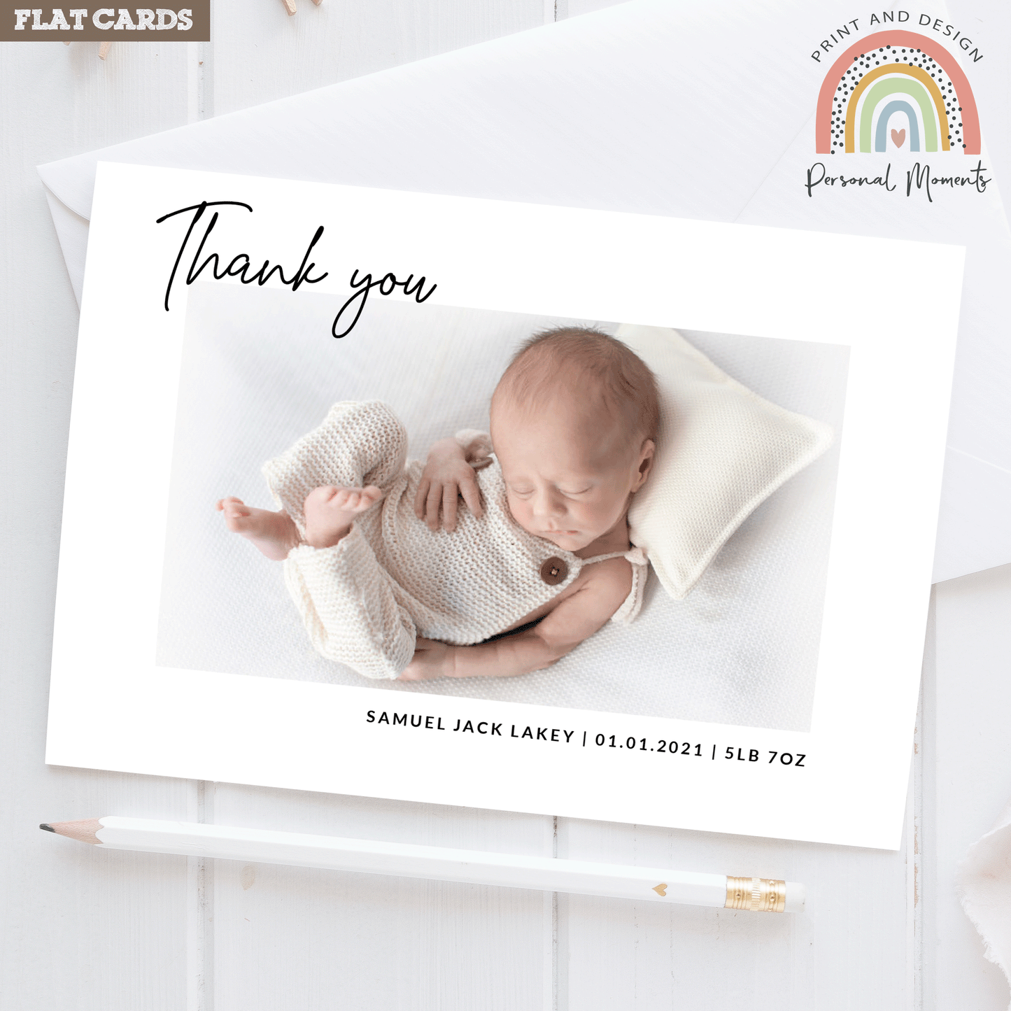 Baby Boys sleeping Design Thank you cards