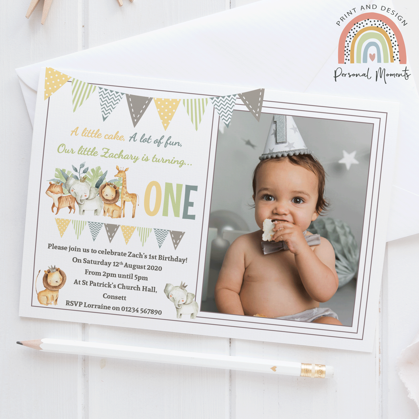 Personalised 1st Birthday Invitations Jungle Theme