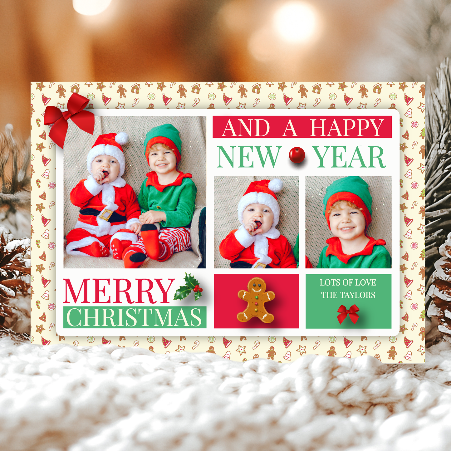 FLAT Photo Insert Christmas Cards, Personalized Christmas Cards