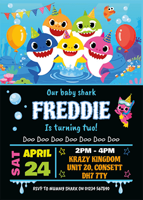 Personalised Baby Shark Invites