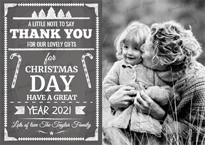 FLAT Christmas Photo Thank You Cards, Merry Christmas Thank You Cards Personalized