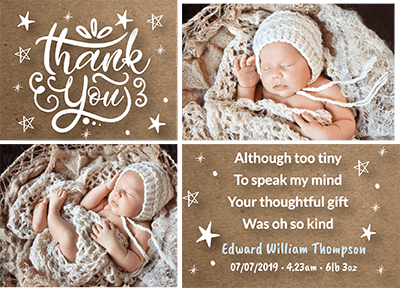 Baby Boy Starry Thank You Notes FOLDED
