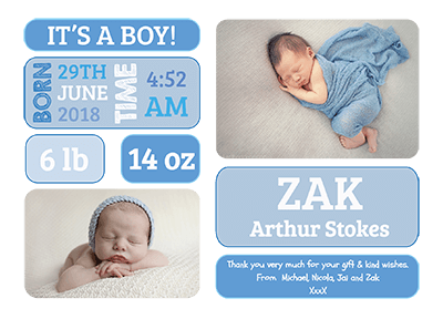 Its A Boy Personalised Thank You Notes
