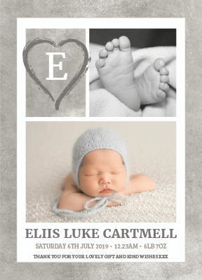 FLAT Customized New Baby Boy Thank You Cards with Photo | Personalized Baby Thank You Notes