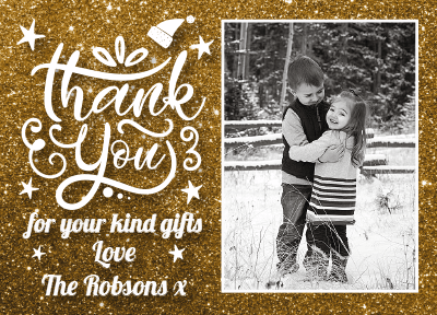 FOLDED Custom Thank You Photo Cards, Photo Personalized Thank You Card Pack