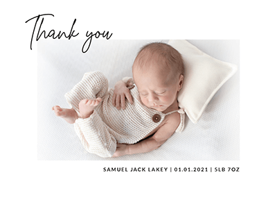 Baby Boys sleeping Design thank you notes