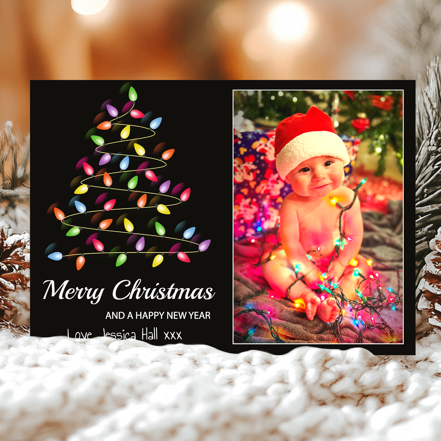 FLAT Custom Photo Christmas Cards, Personalized Christmas Cards