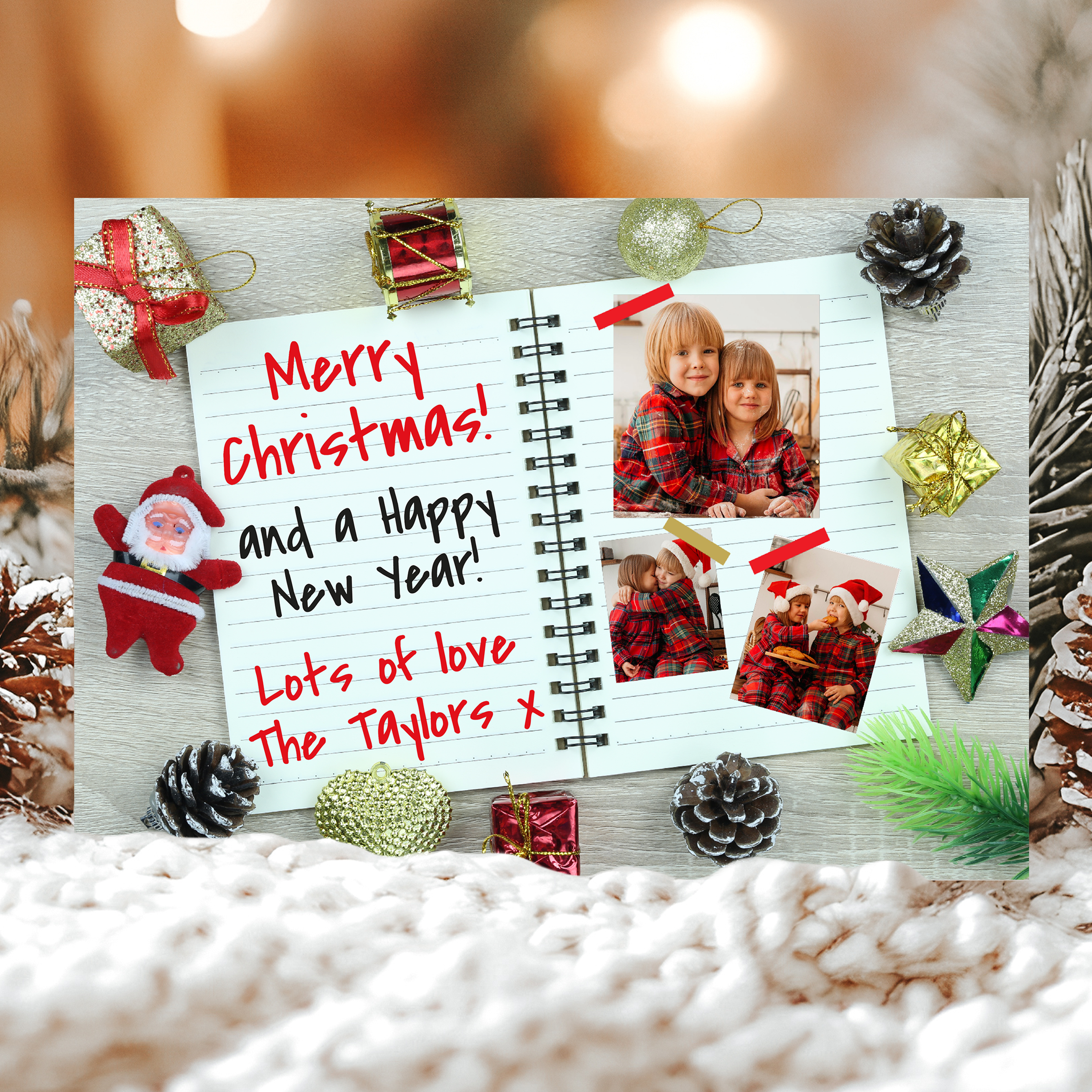 FLAT Customized Greeting Cards, Christmas Photo Cards