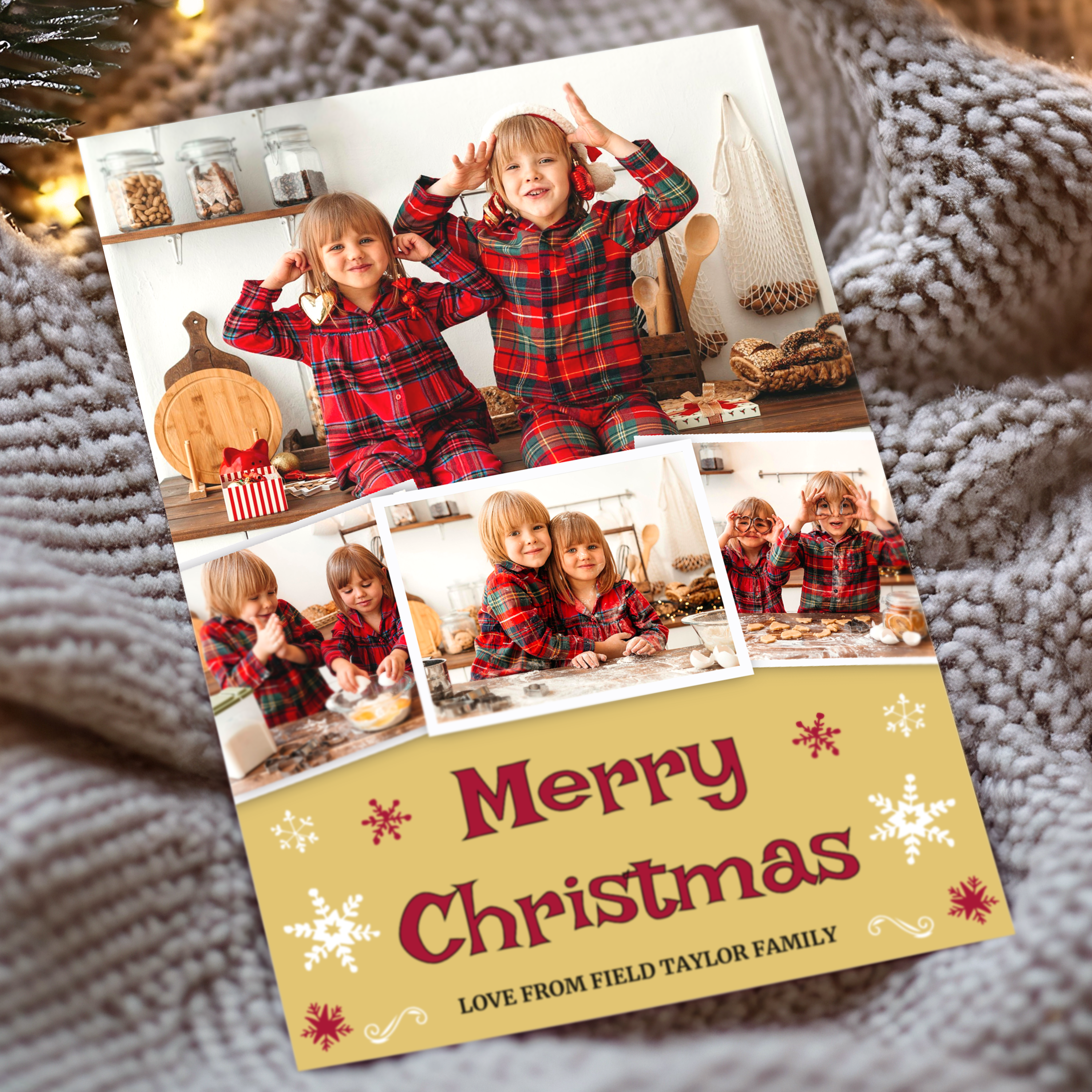 FLAT Custom Family Christmas Cards, Personalized Photo Xmas Card