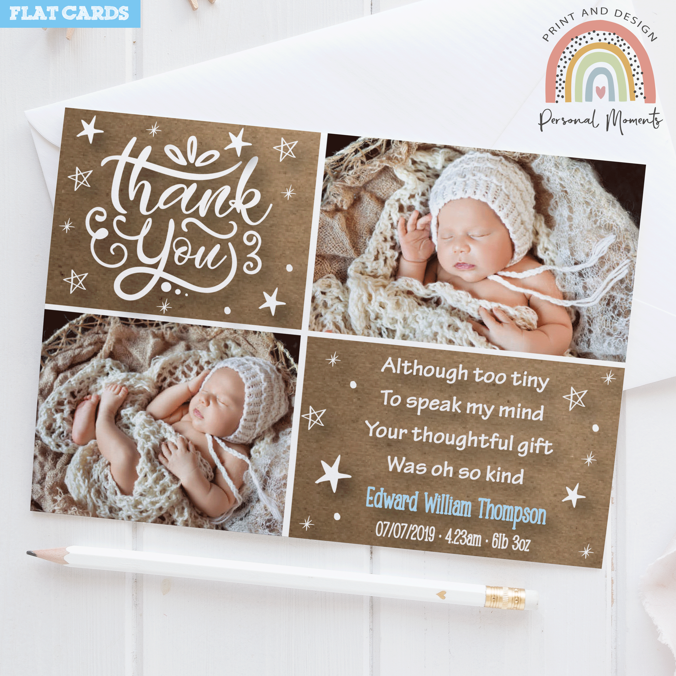Baby Boy Starry Thank You Card 