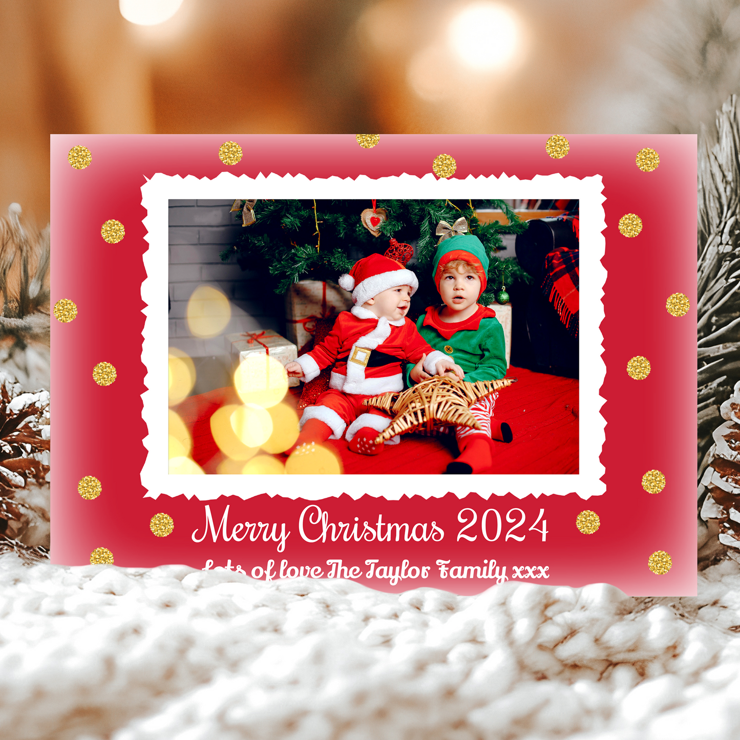 FLAT Christmas Cards From Children, Personalized Dog Christmas Cards