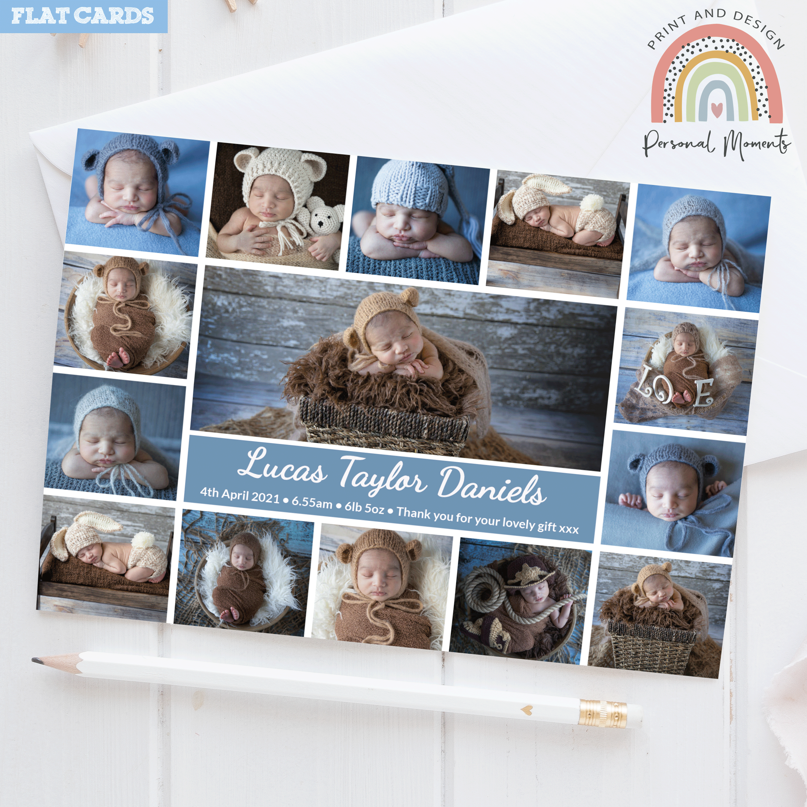 Baby Boy Collage Design Thank You Cards 