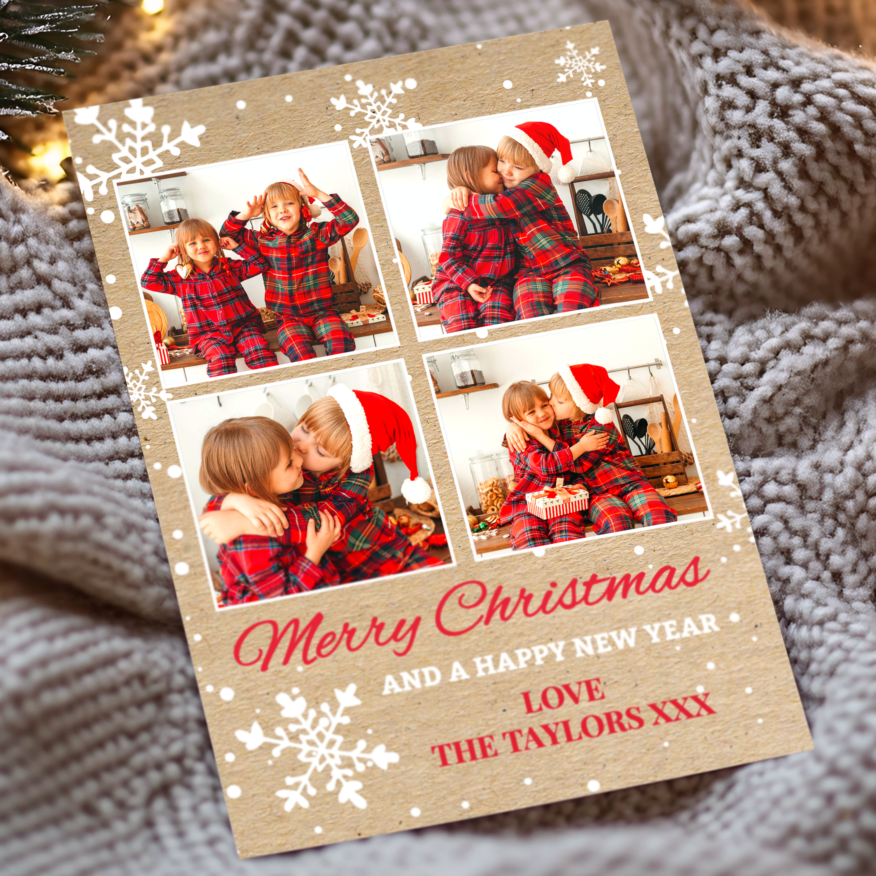 FLAT Christmas Greeting Cards for Loved Ones, Personalized Christmas Card