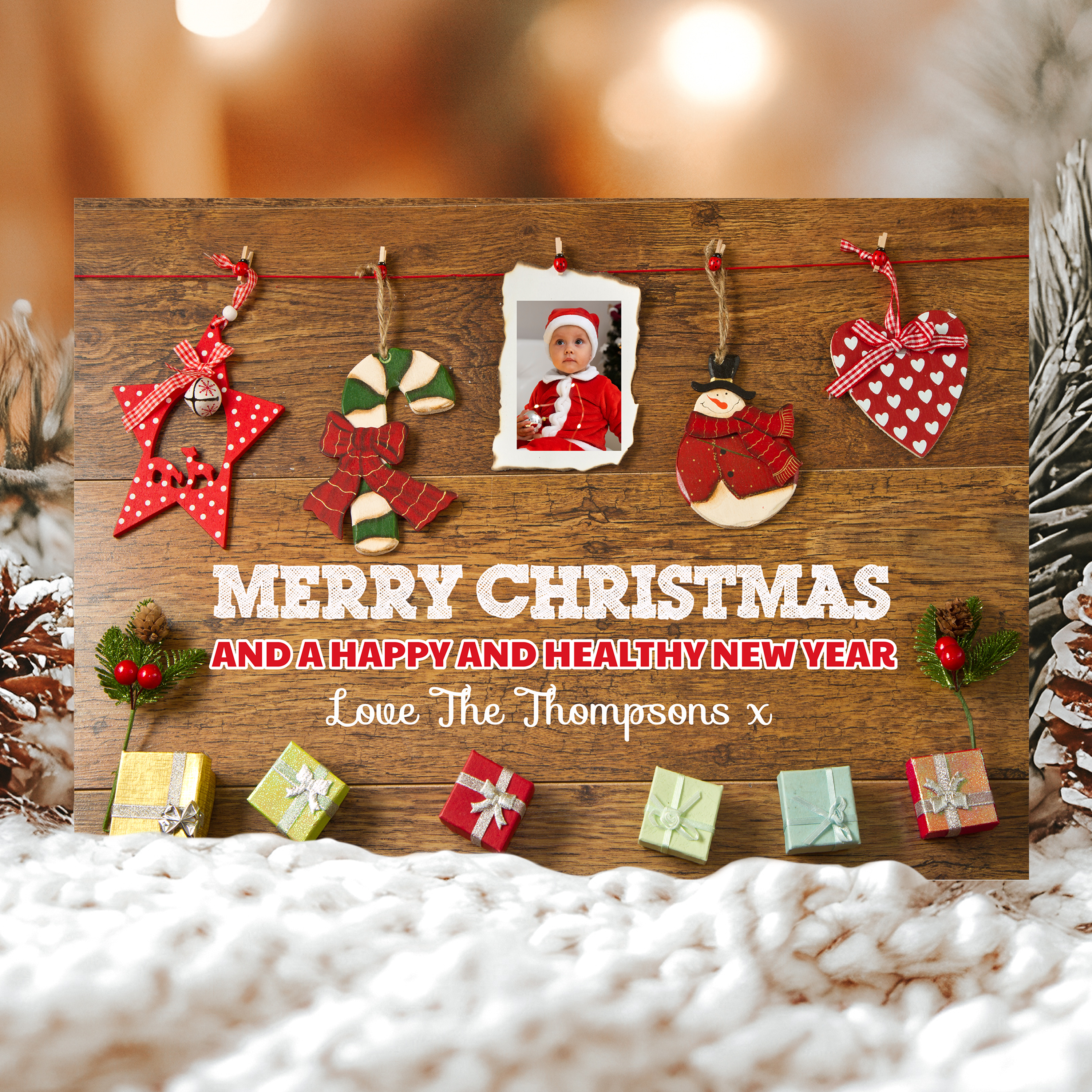 FLAT Custom Photo Christmas Cards, Children  Personalized Merry Christmas Cards
