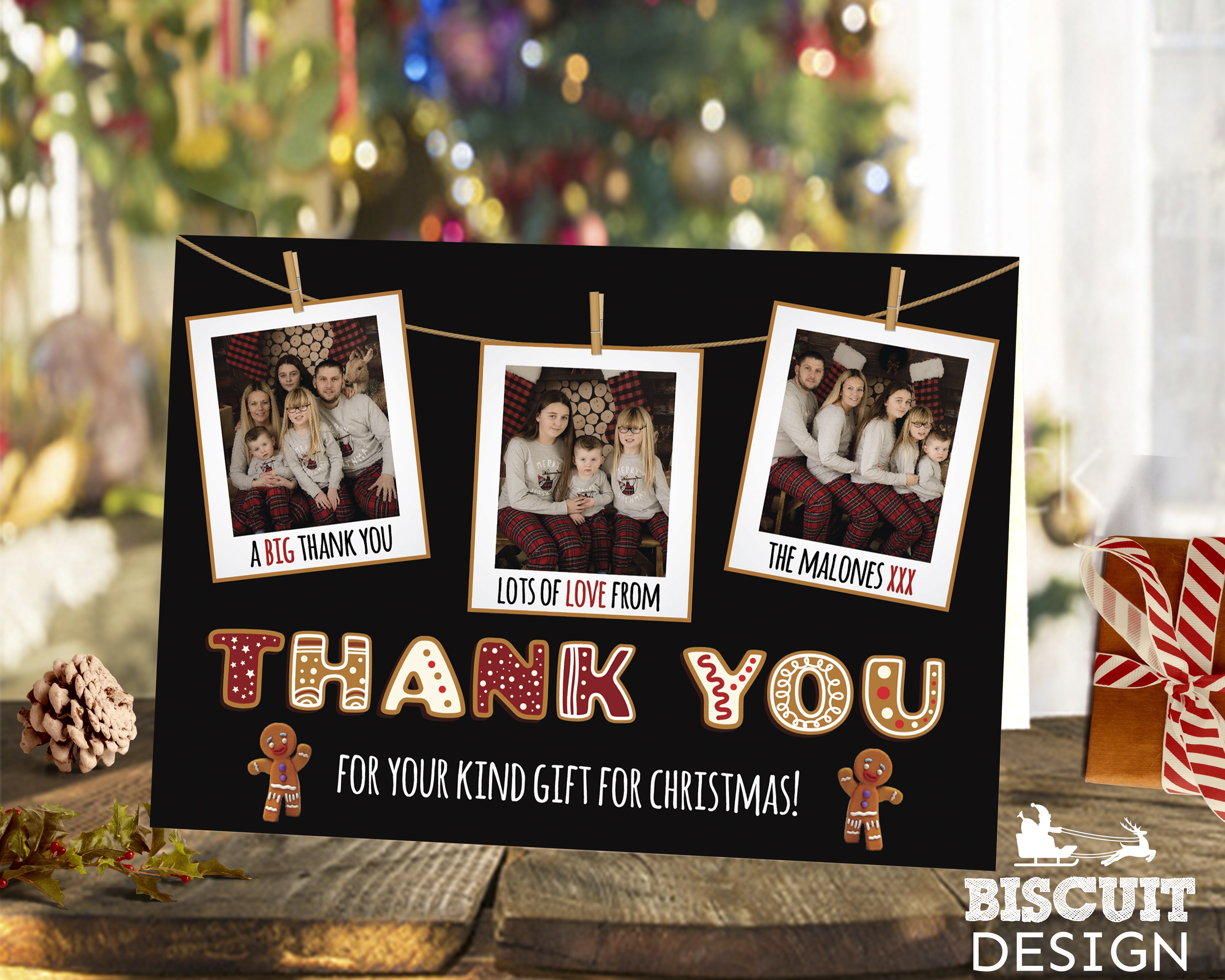 FOLDED Photo Christmas Thank You Cards, Children's Personalized Christmas Thank You Cards