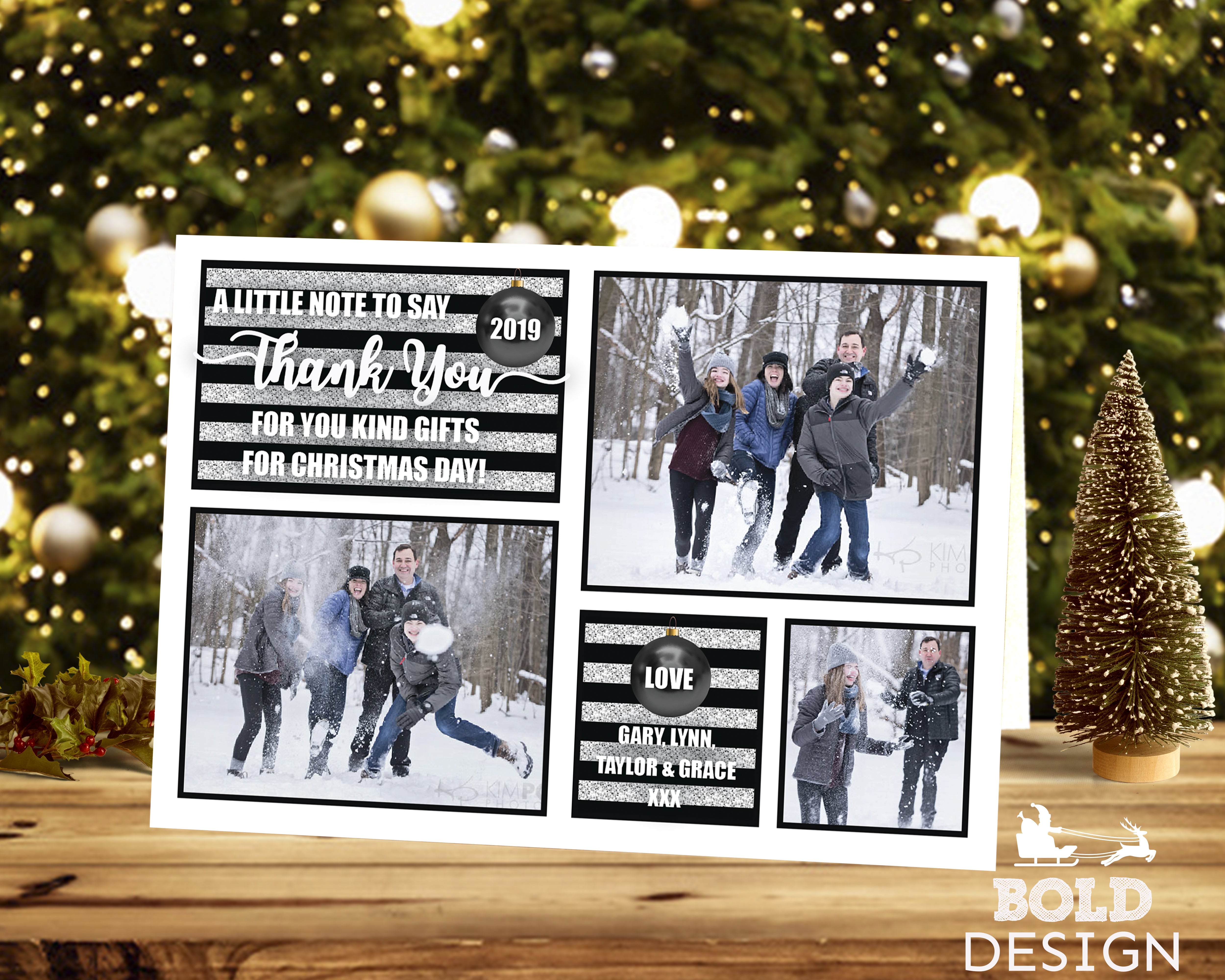 FLAT Photo Collage Christmas Thank YOU Cards, Dog Photo Christmas Thank You Cards