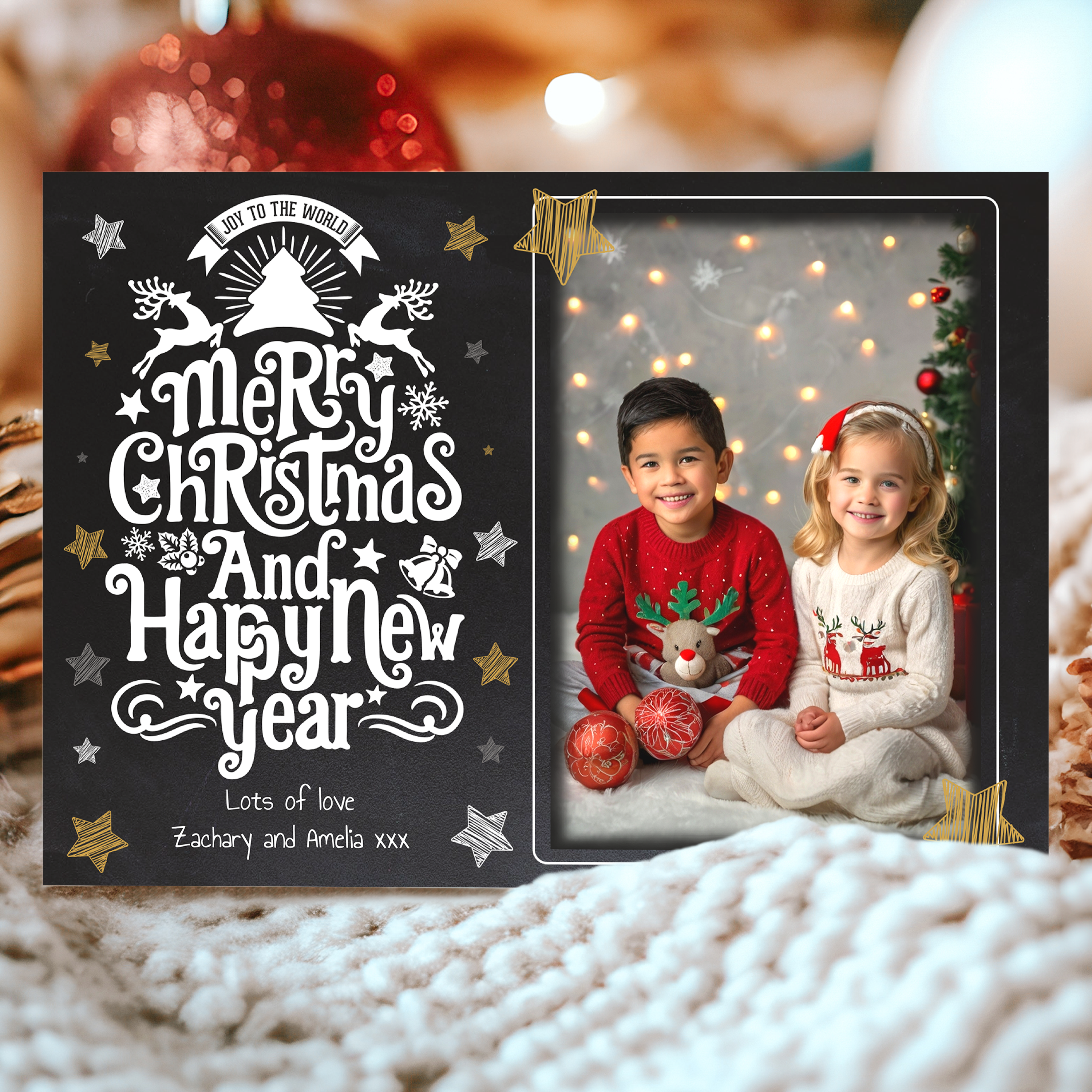 FLAT Christmas Cards With Photos, Photo Personalized Card Pack