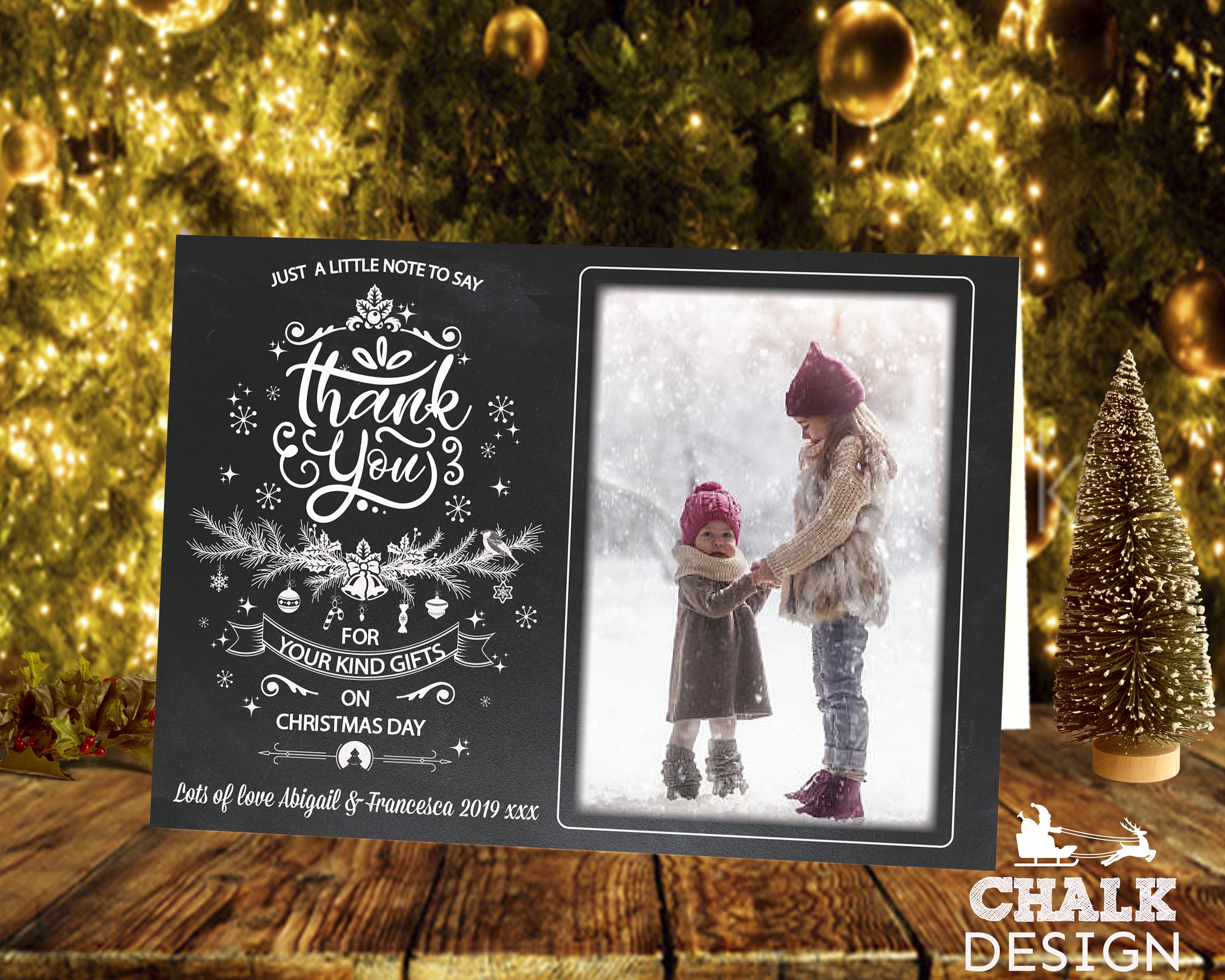 FOLDED Photo Personalized Thank You Card Pack, Children Personalized  Christmas Thank You Cards