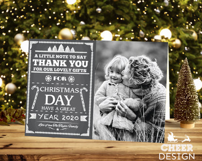 FLAT Christmas Photo Thank You Cards, Merry Christmas Thank You Cards Personalized