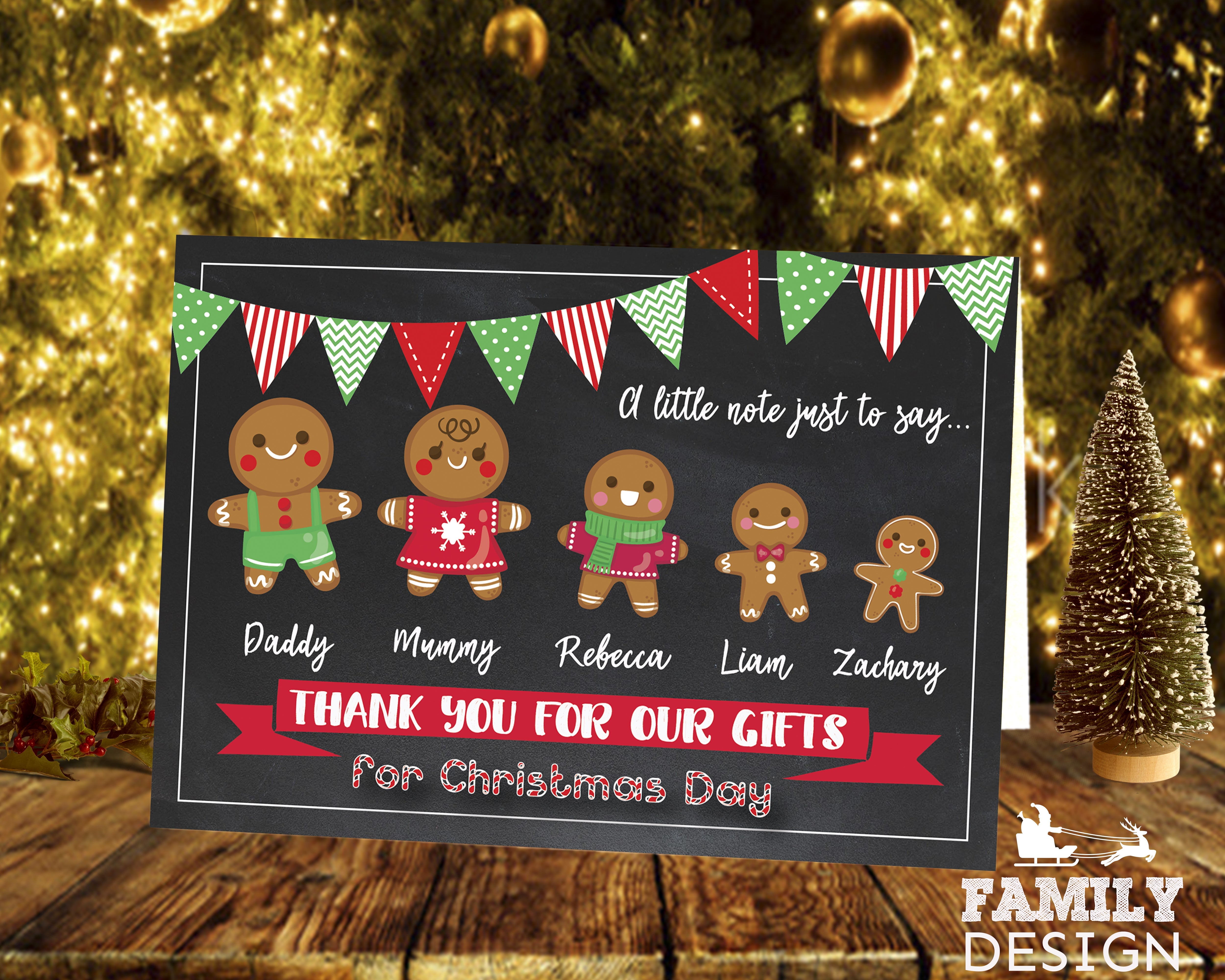 FLAT Christmas Thank You  Cards for Loved Ones, Personalized Christmas Thank You Cards