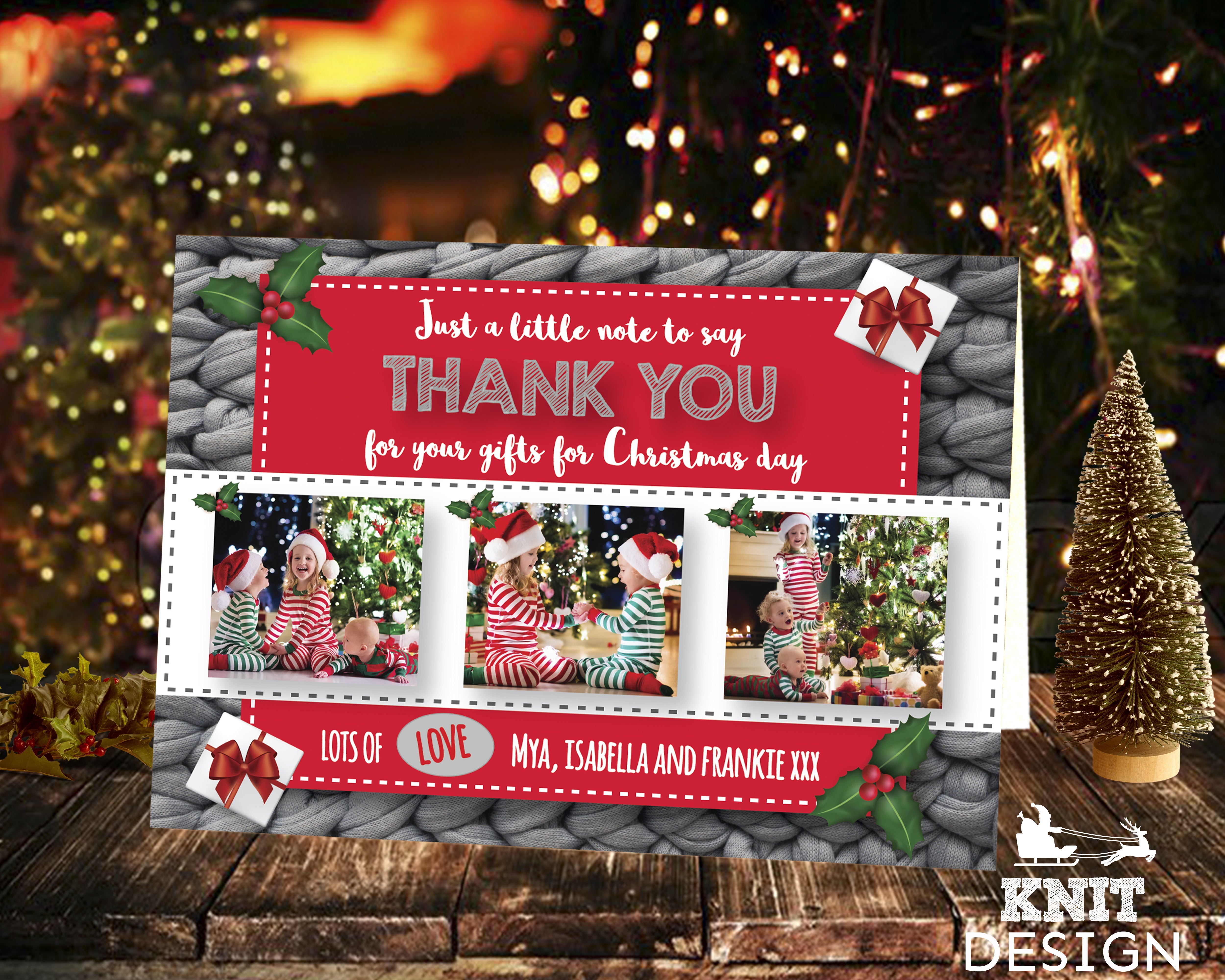 FLAT Christmas Thank You Photo Cards, Picture Thank You Cards