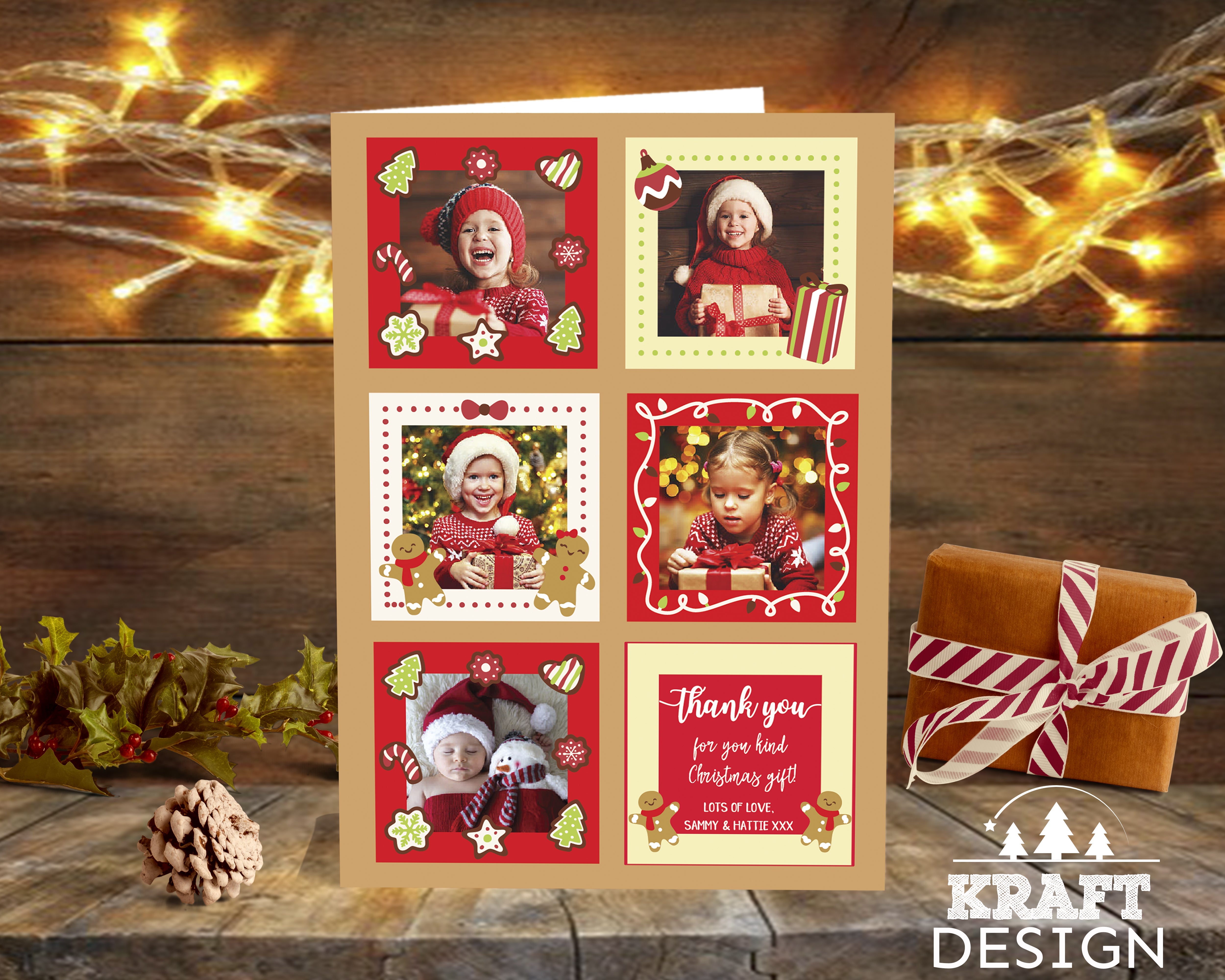 FOLDED Custom Christmas Thank You Cards, Baby Christmas Thank You Card Pack