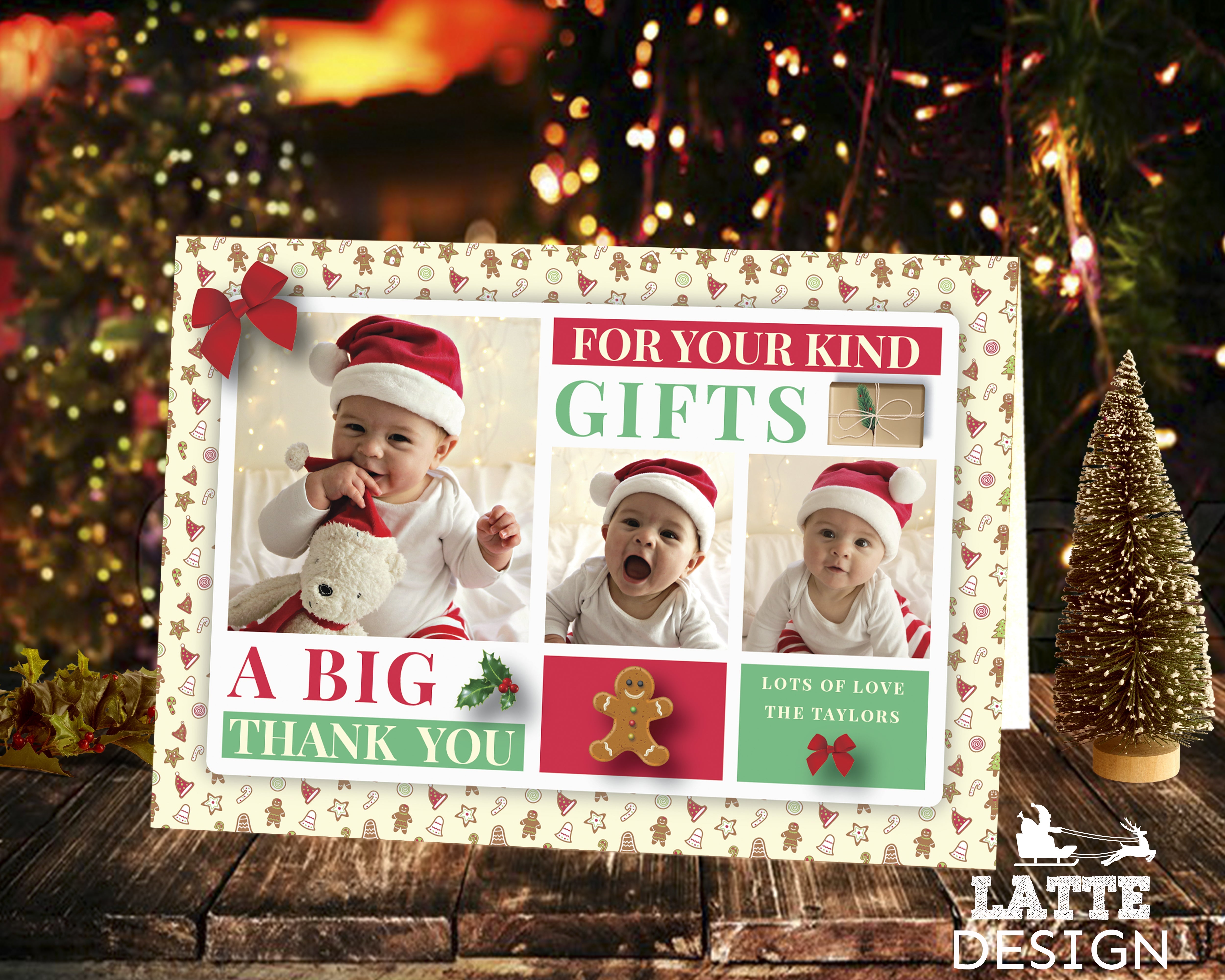 FOLDED Editable Christmas Thank You Cards, Personalized Christmas Thank You Cards