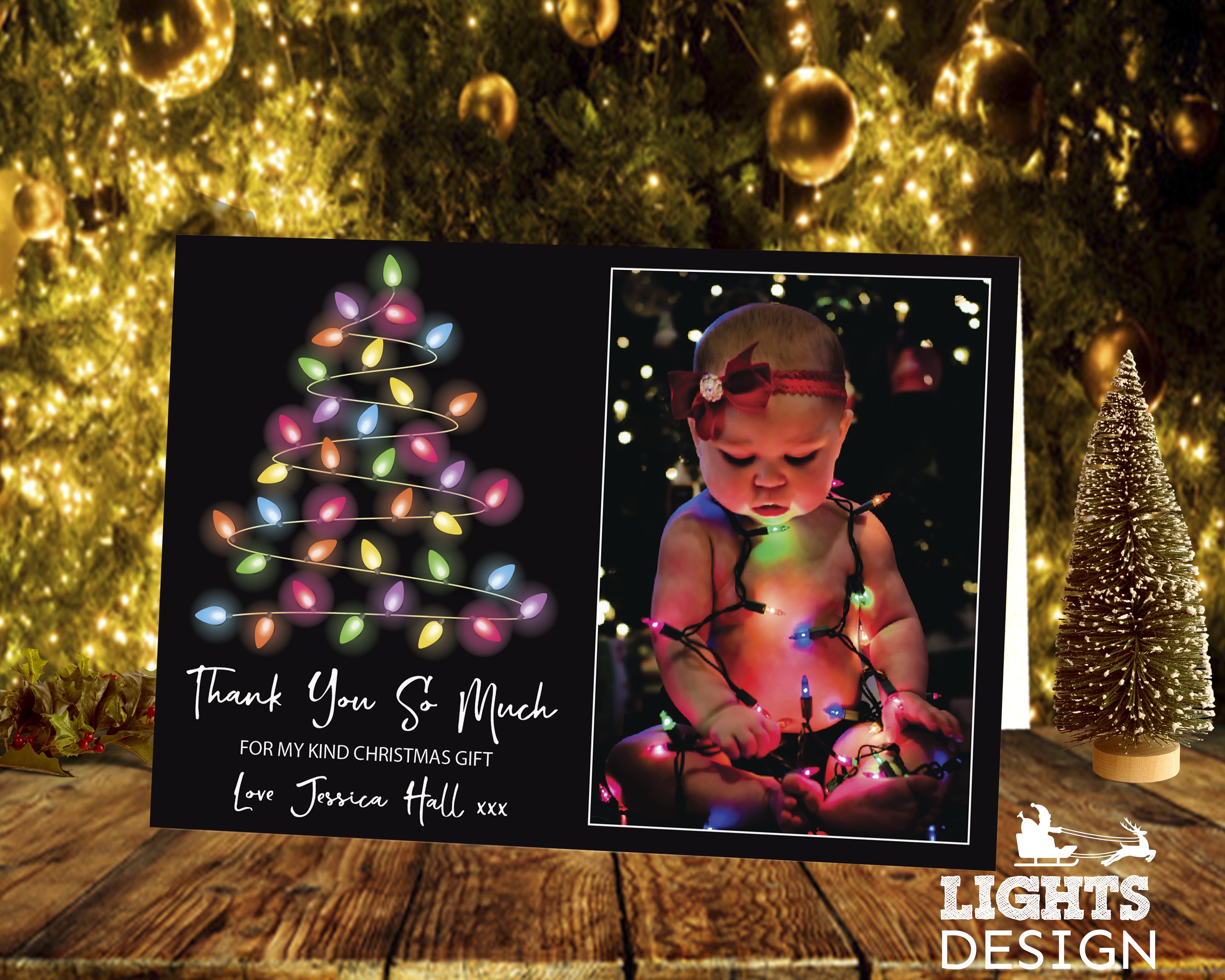 FLAT Personalized Christmas Thank You Cards, Editable Christmas Thank You Cards