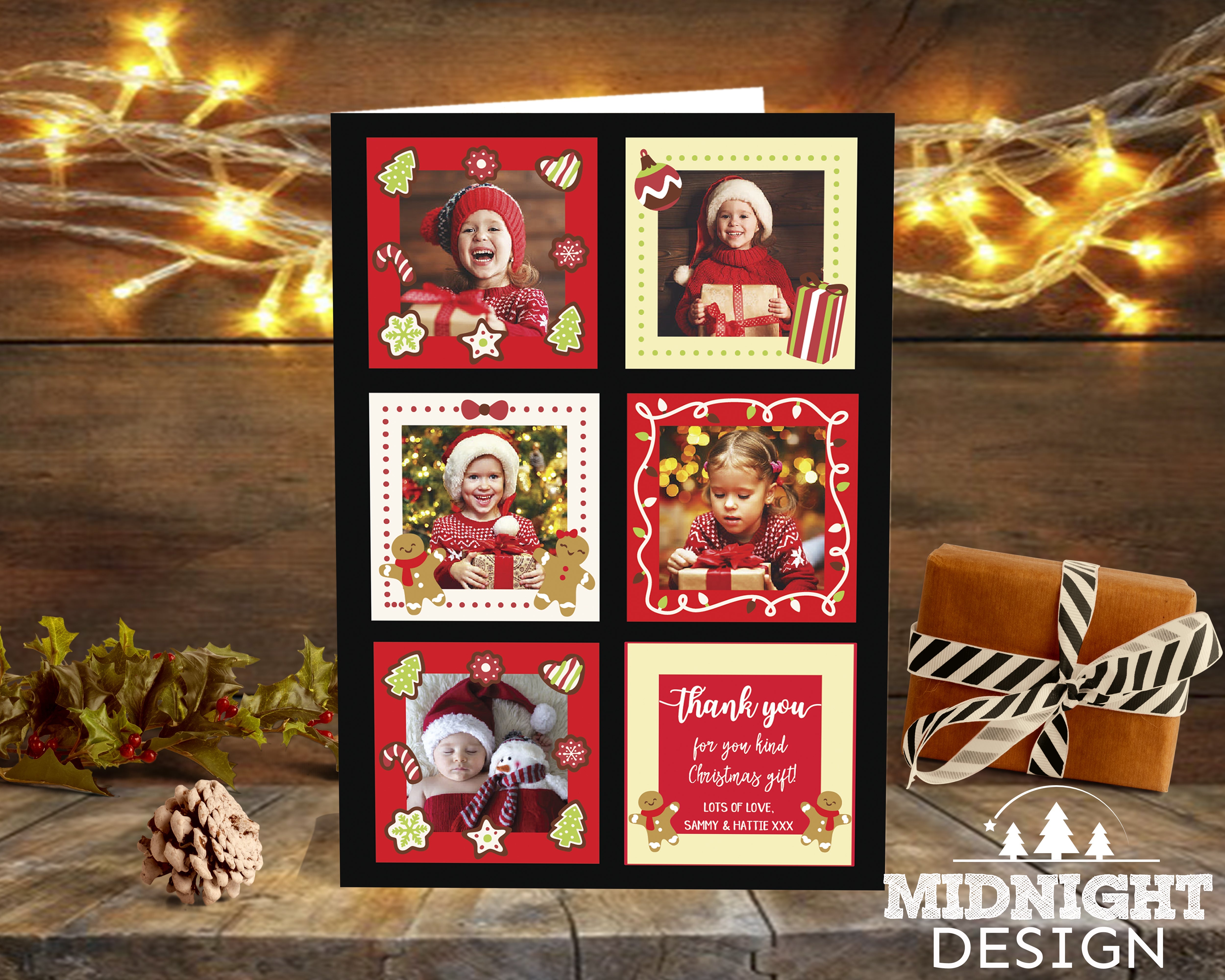 FLAT Christmas Thank You Card With Photo, Christmas Thank You Card