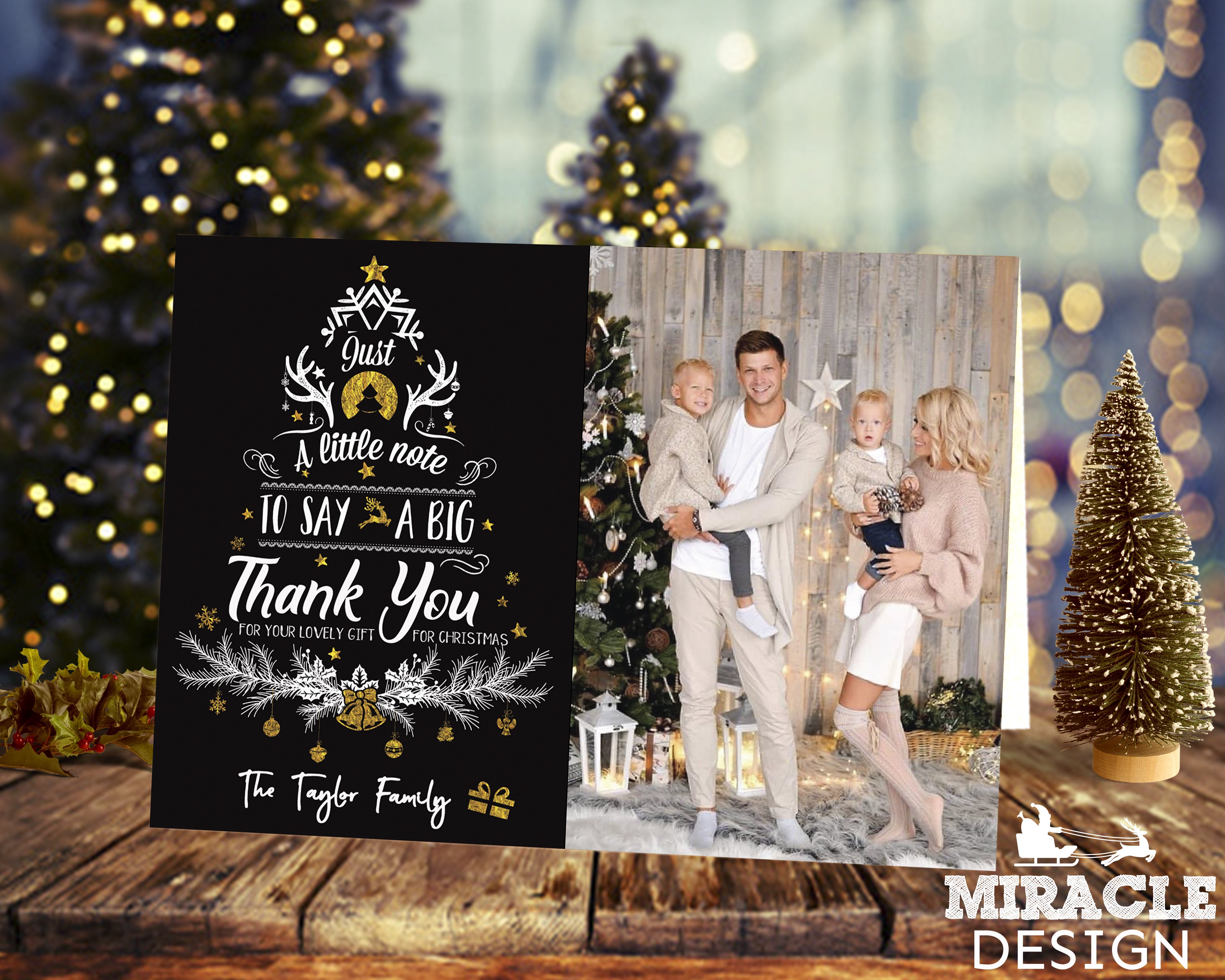 FOLDED Editable Family Christmas Thank You Cards