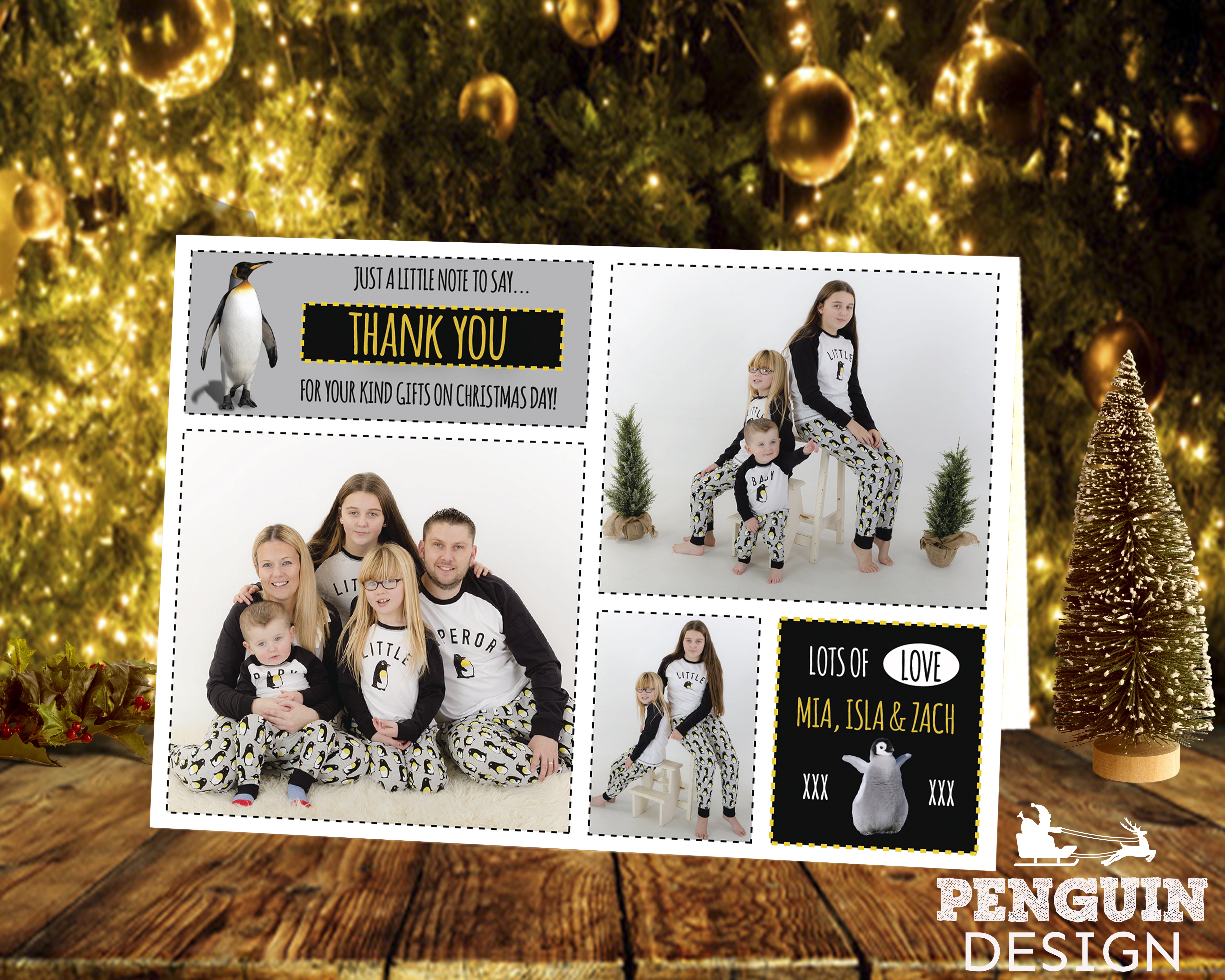 FLAT Photo Christmas Personalized Thank You Card, Photo Thank You Card