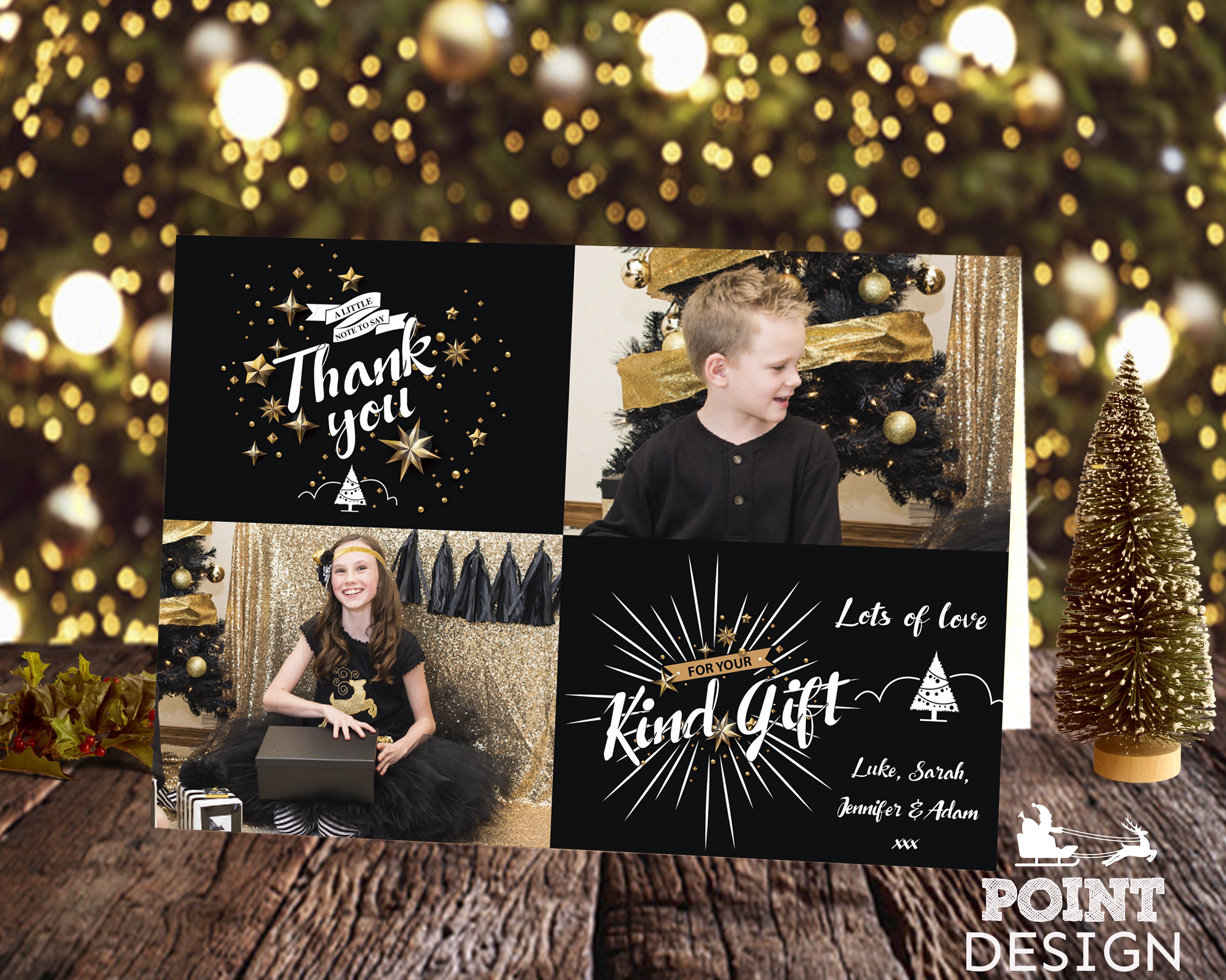 FLAT Holiday Thank You Cards, Personalized Xmas Thank You Cards