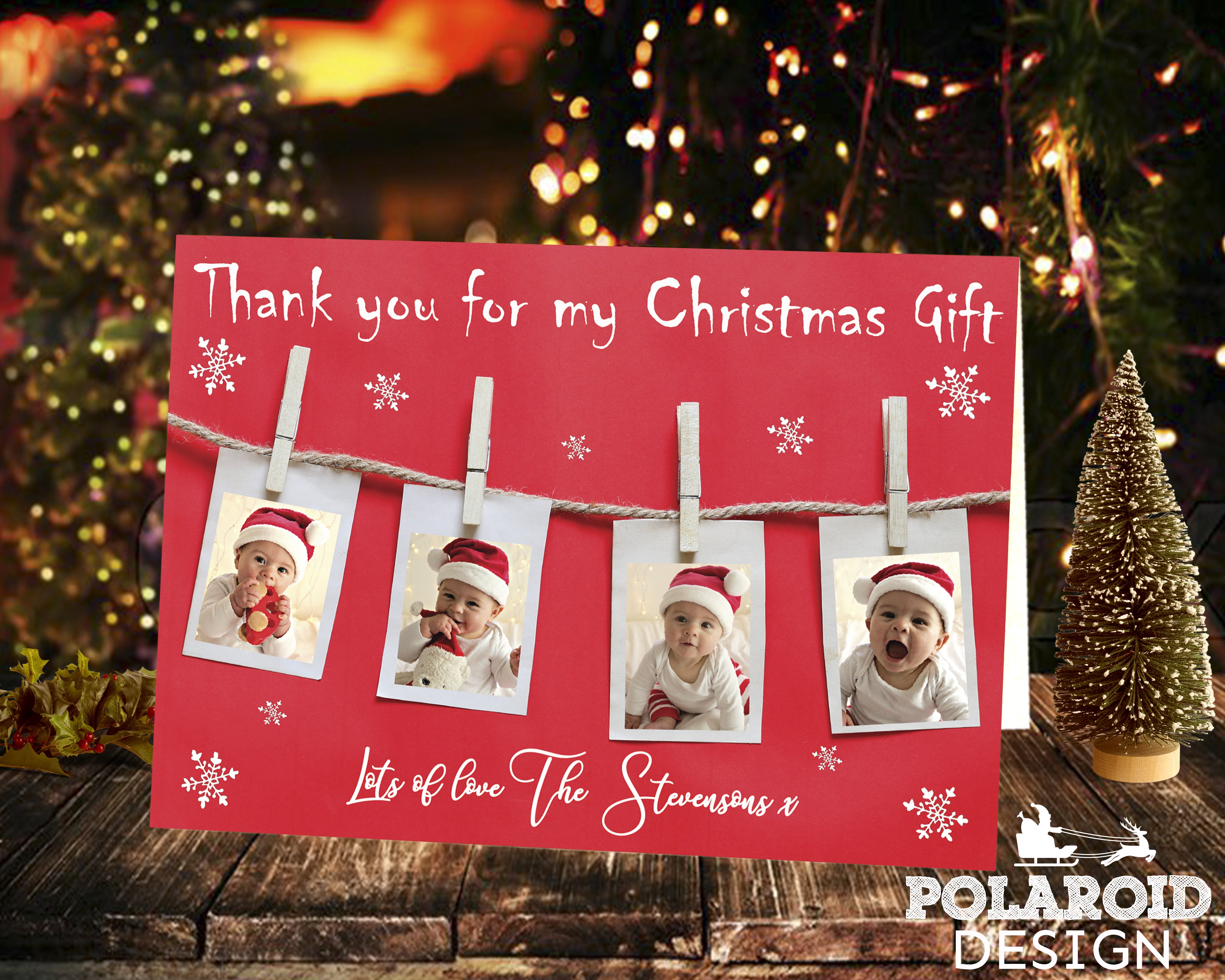 FOLDED Xmas Thank You Cards, Holiday Thank You Cards