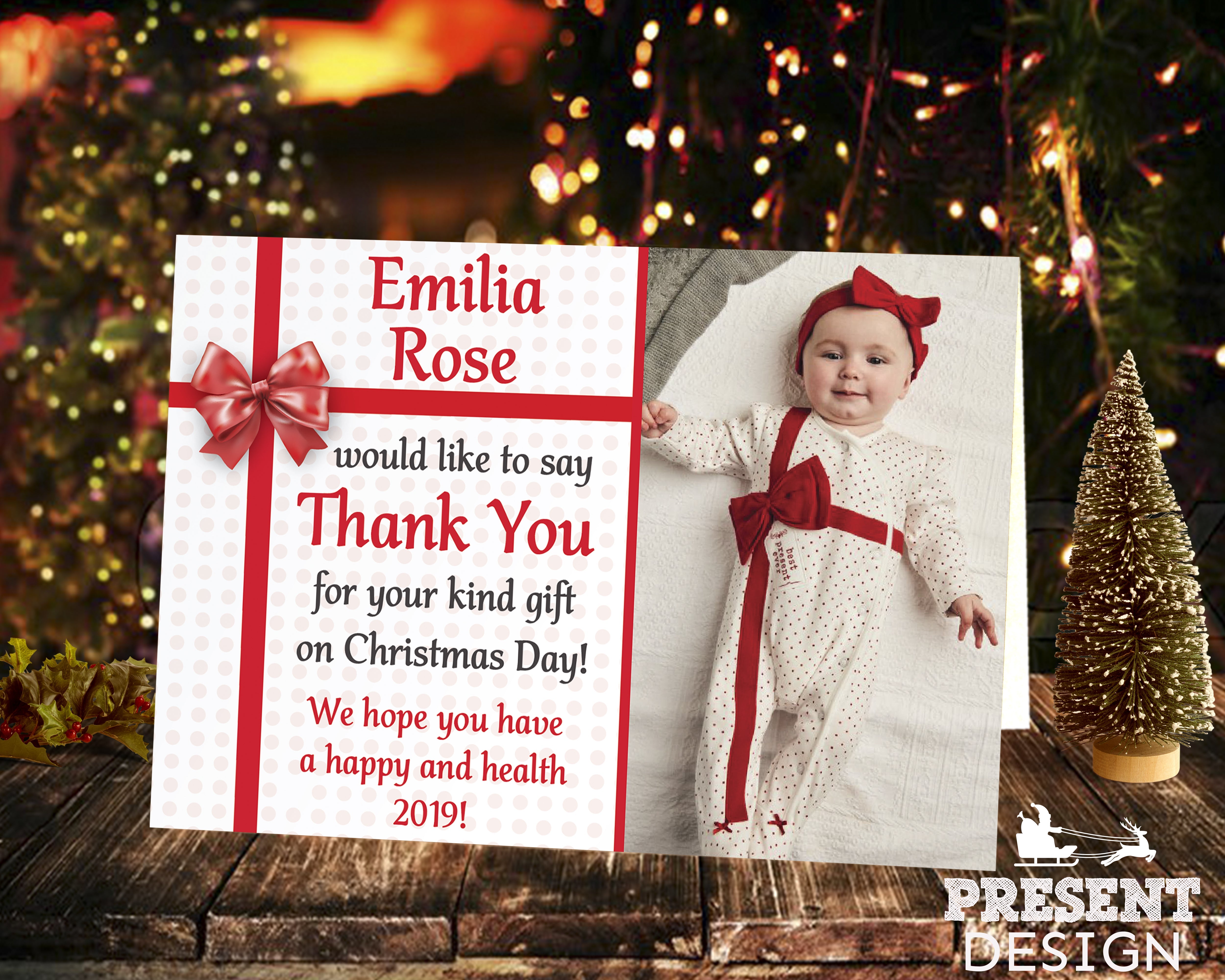 FOLDED Christmas Thank You For My Gifts Personalized Cards