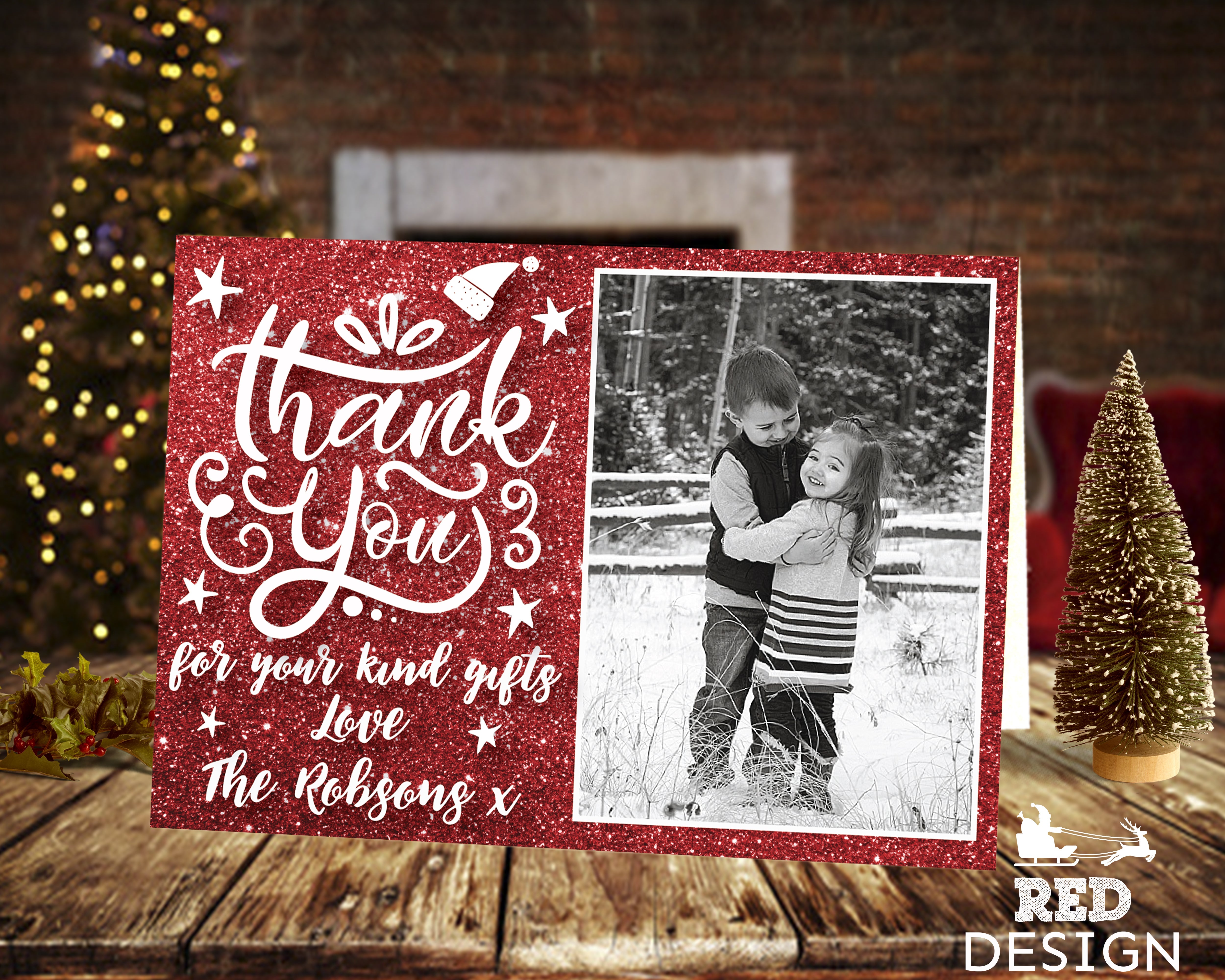 FLAT Thank You For My Christmas Gift, Christmas Thank You Cards Personalized