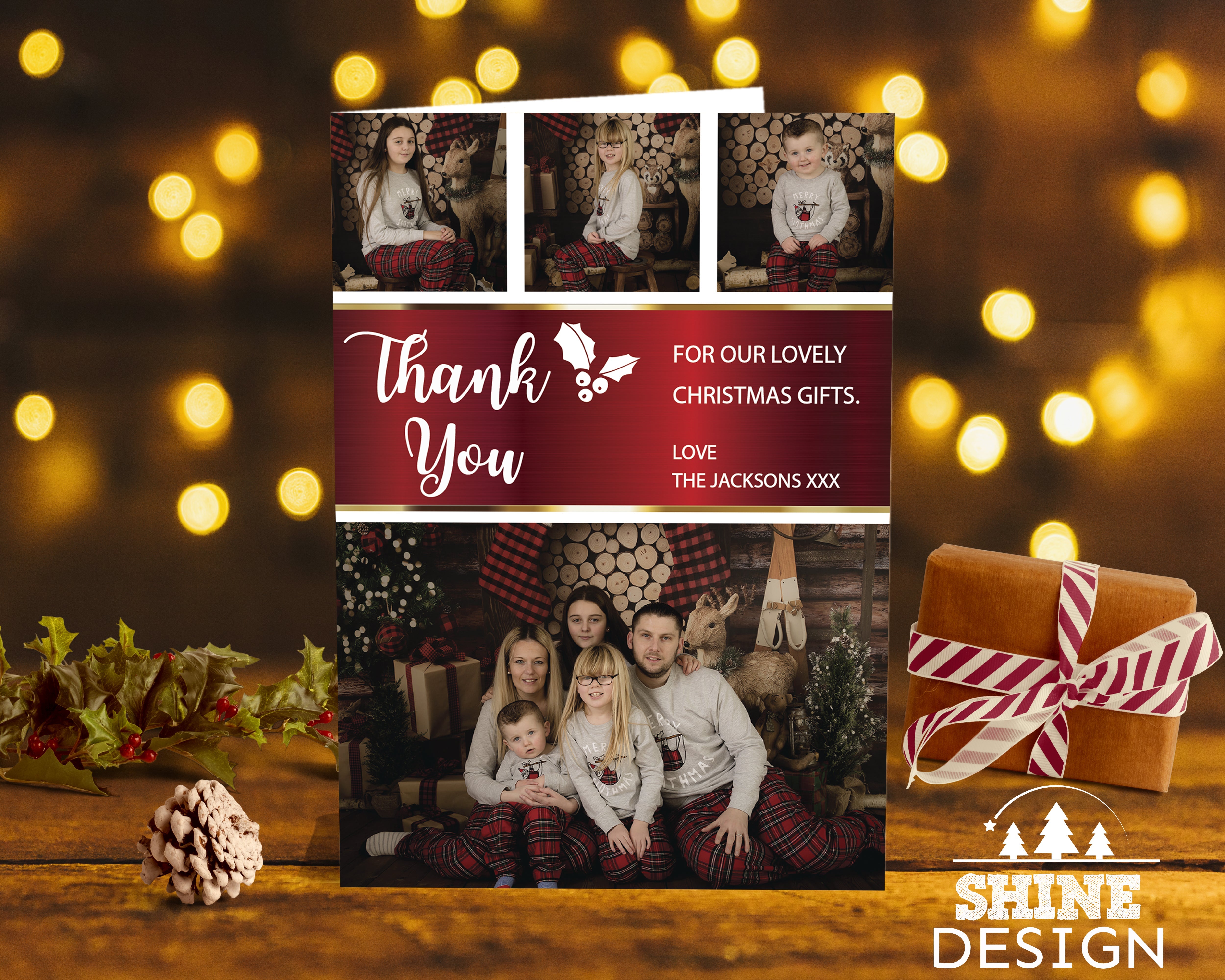 FOLDED Christmas Thank You Cards, Personalized Thank You Cards From Child