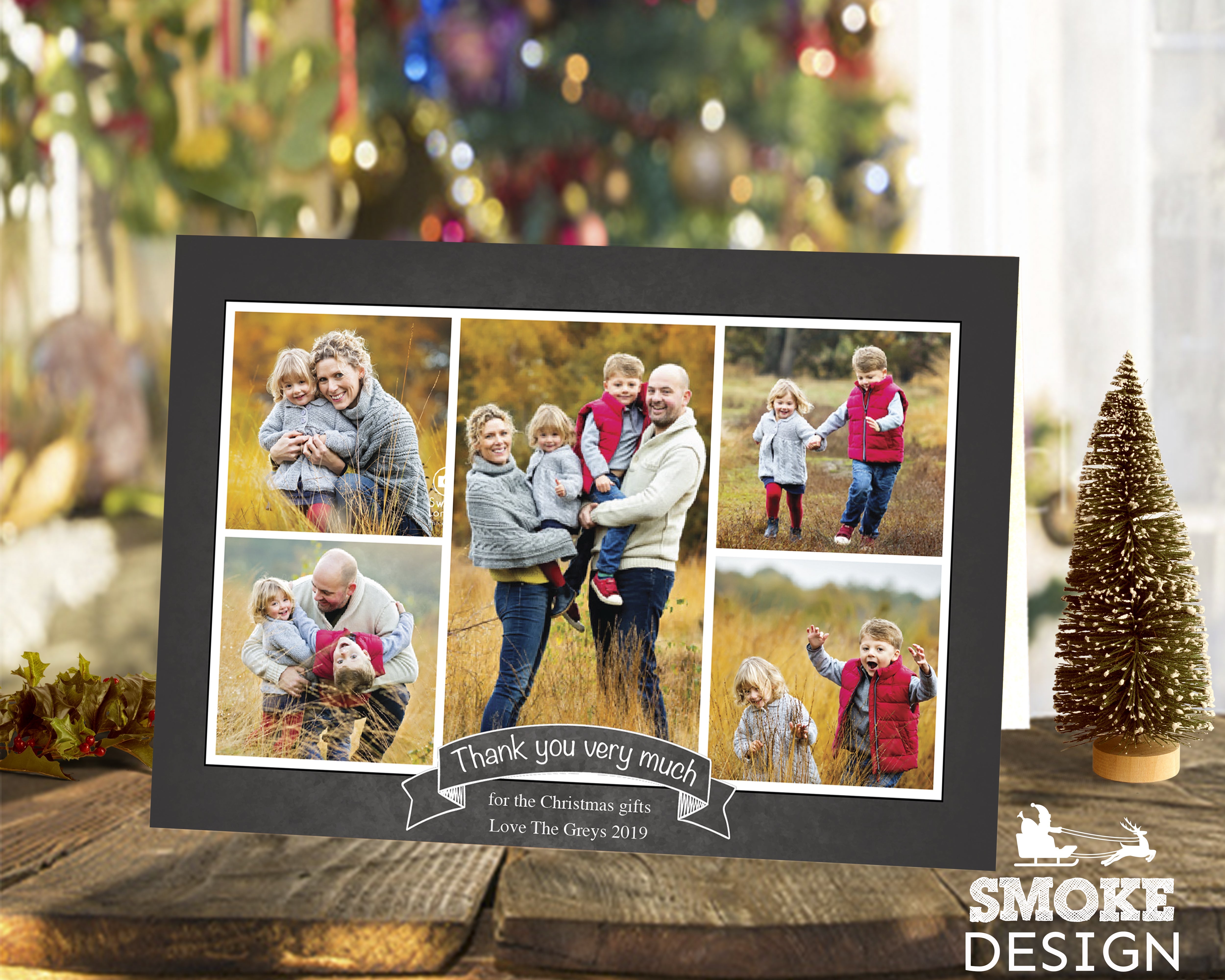 FLAT Custom Christmas Thank You Cards, Personalized Thank You For My Gift Card