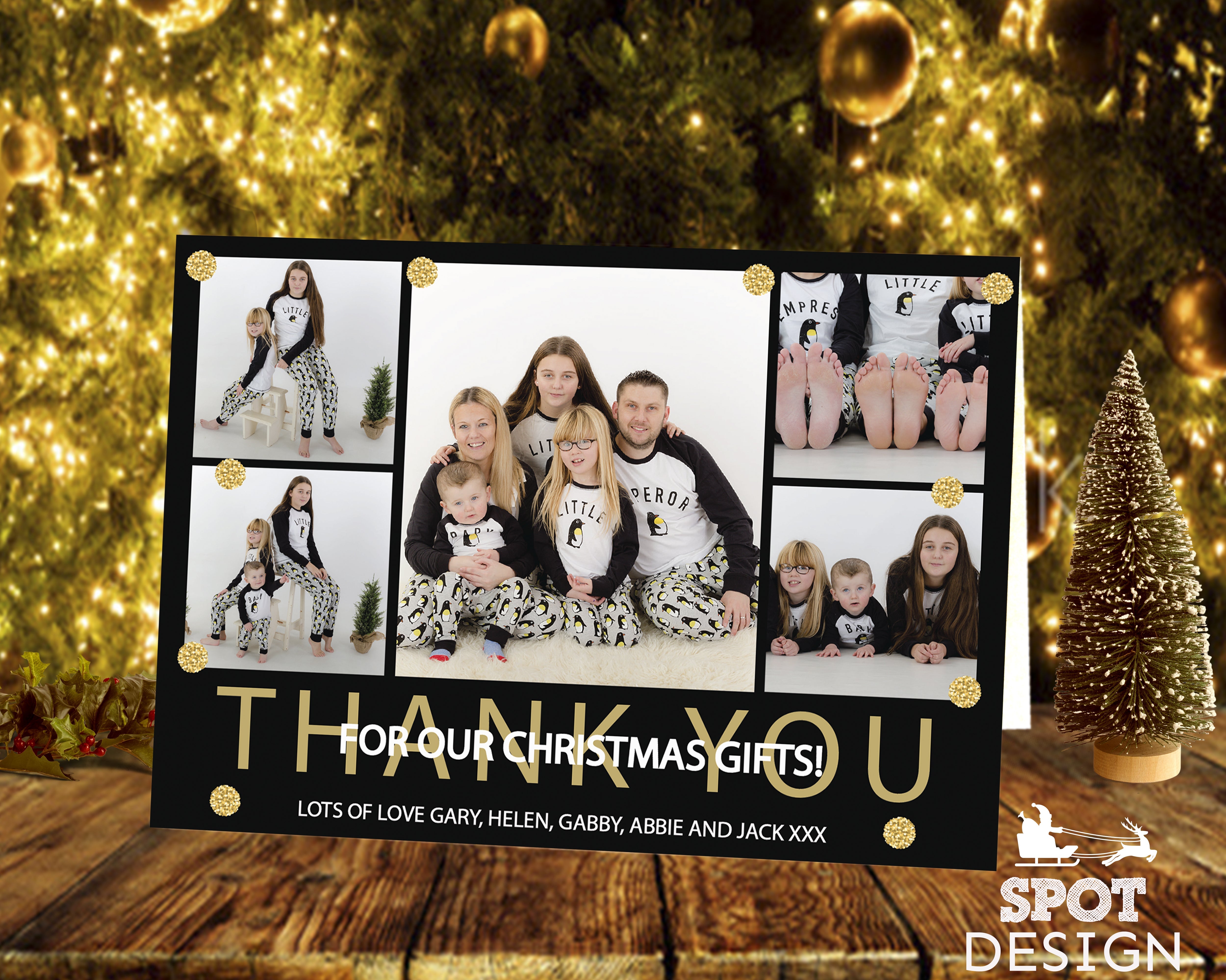 FLAT Xmas Thank You Cards from Pets, Christmas Personalized Photo Thank You Cards