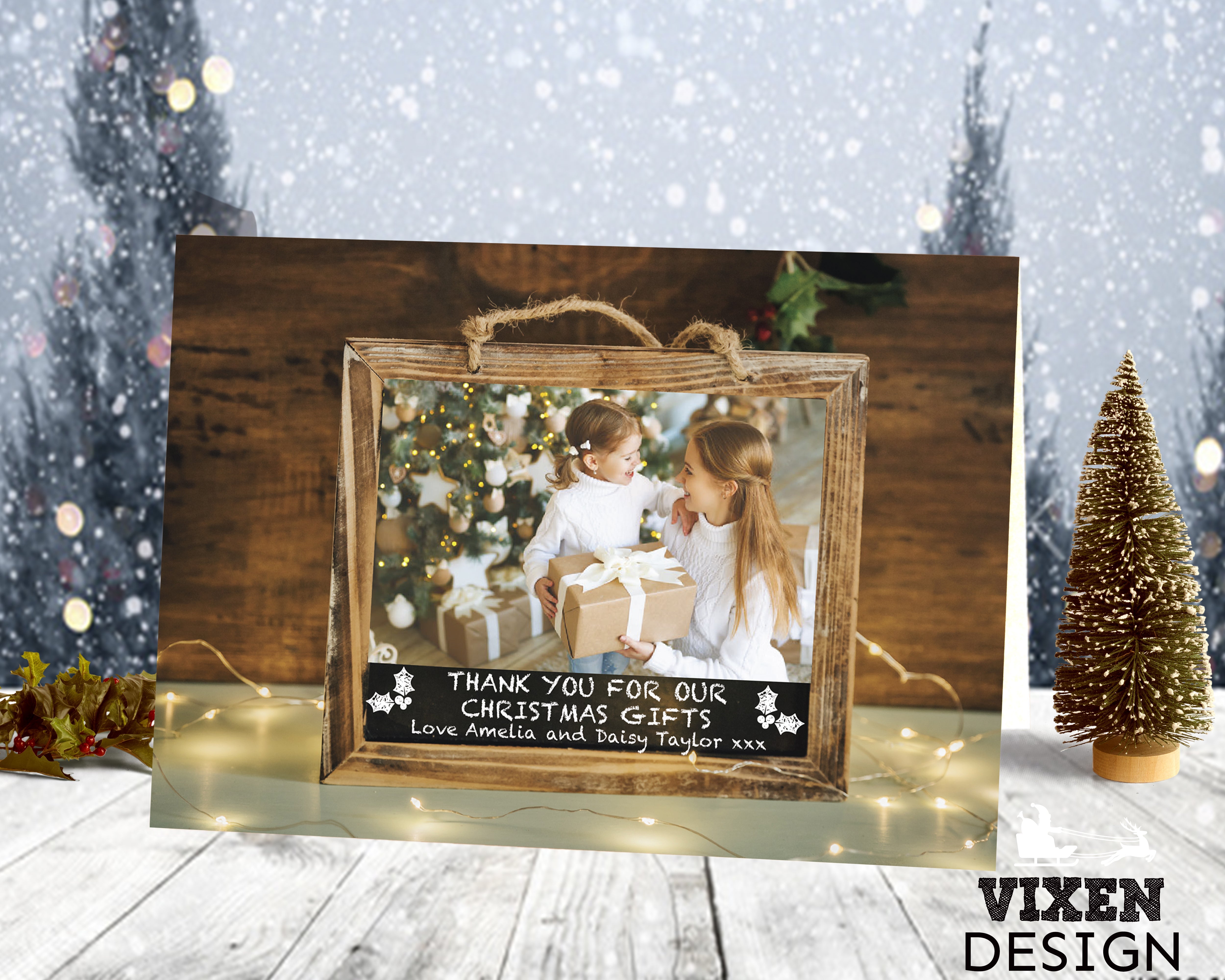 FOLDED Children's Christmas Thank You Cards, Christmas baby thank you cards