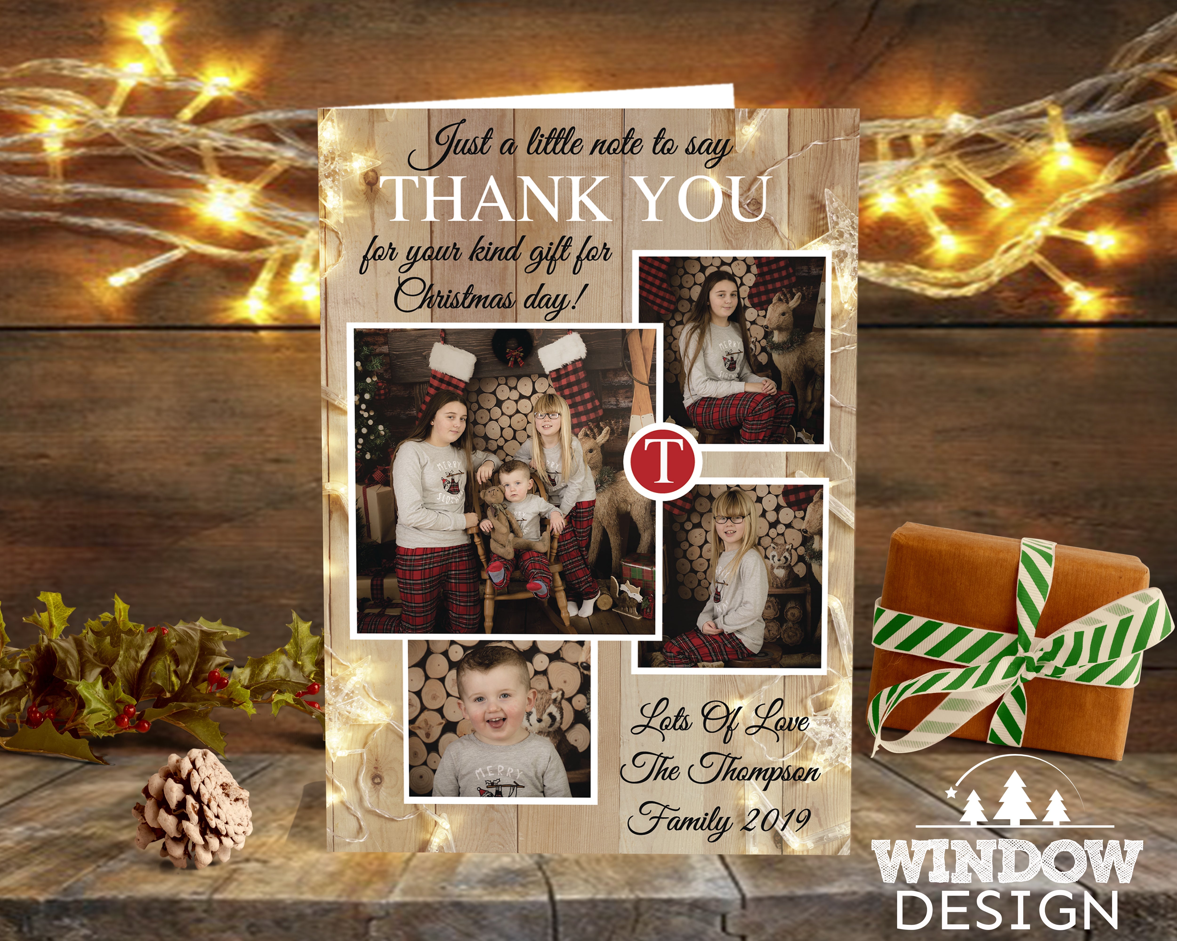 FOLDED Christmas baby thank you cards, Children's Christmas Thank You Cards