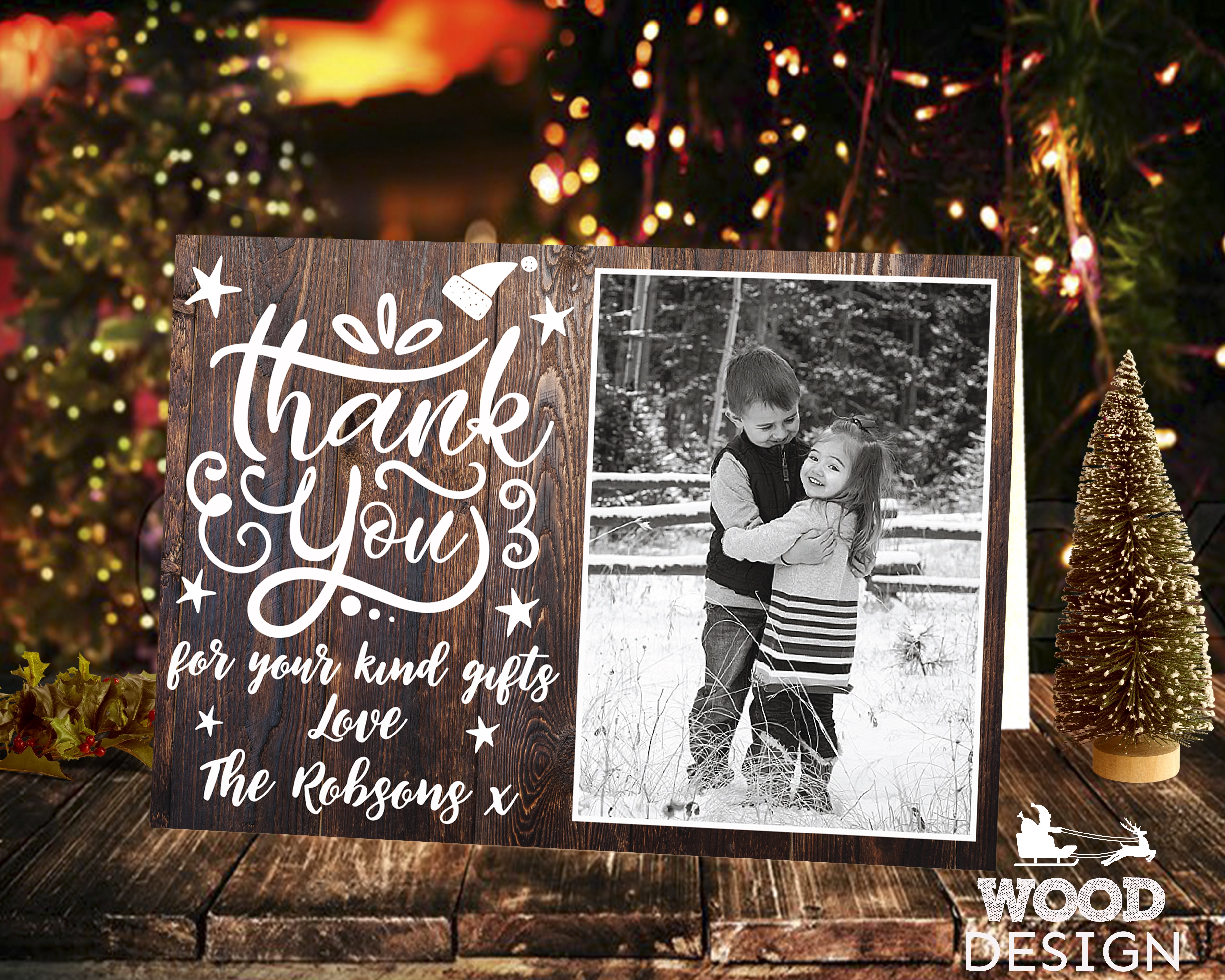 FOLDED Christmas Baby Thank You Cards, Personalized Kids Christmas Thank You Cards