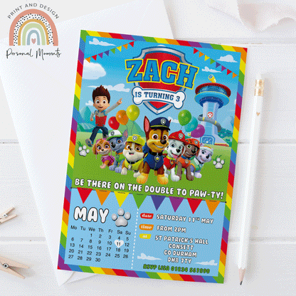 Personalised Paw Patrol Invitations