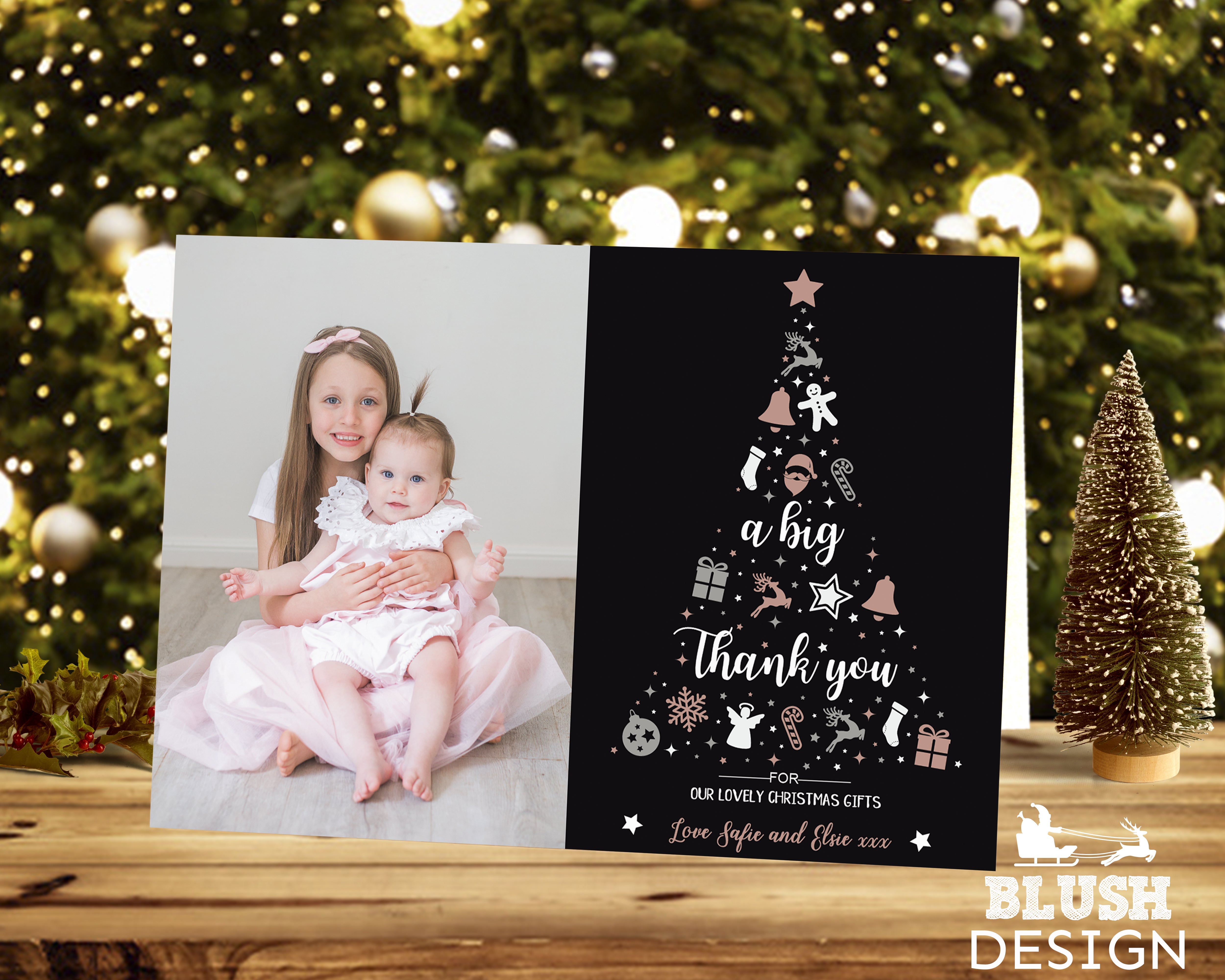 FOLDED Photo Greetings Thank You Card Pack, Christmas Thank You Cards With Photos