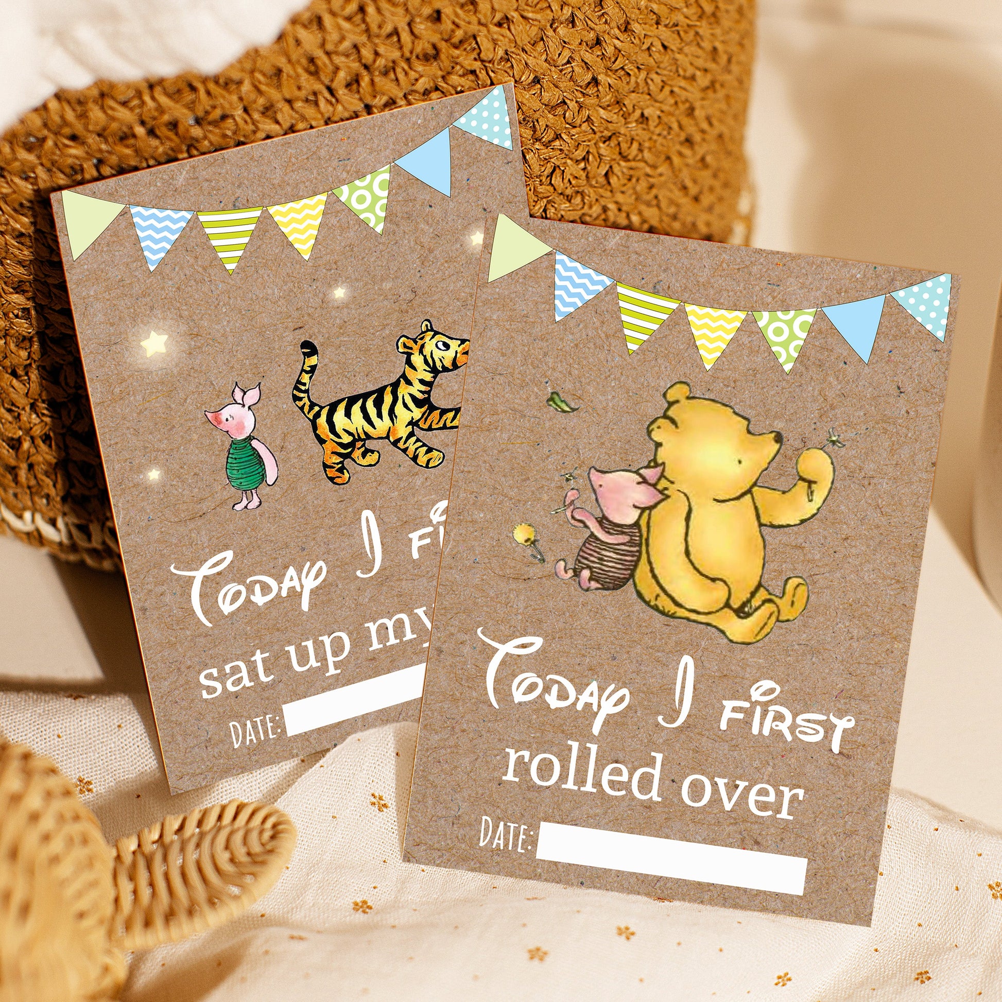 Winnie The Pooh Baby Milestone Cards Vintage Pink Baby Girl