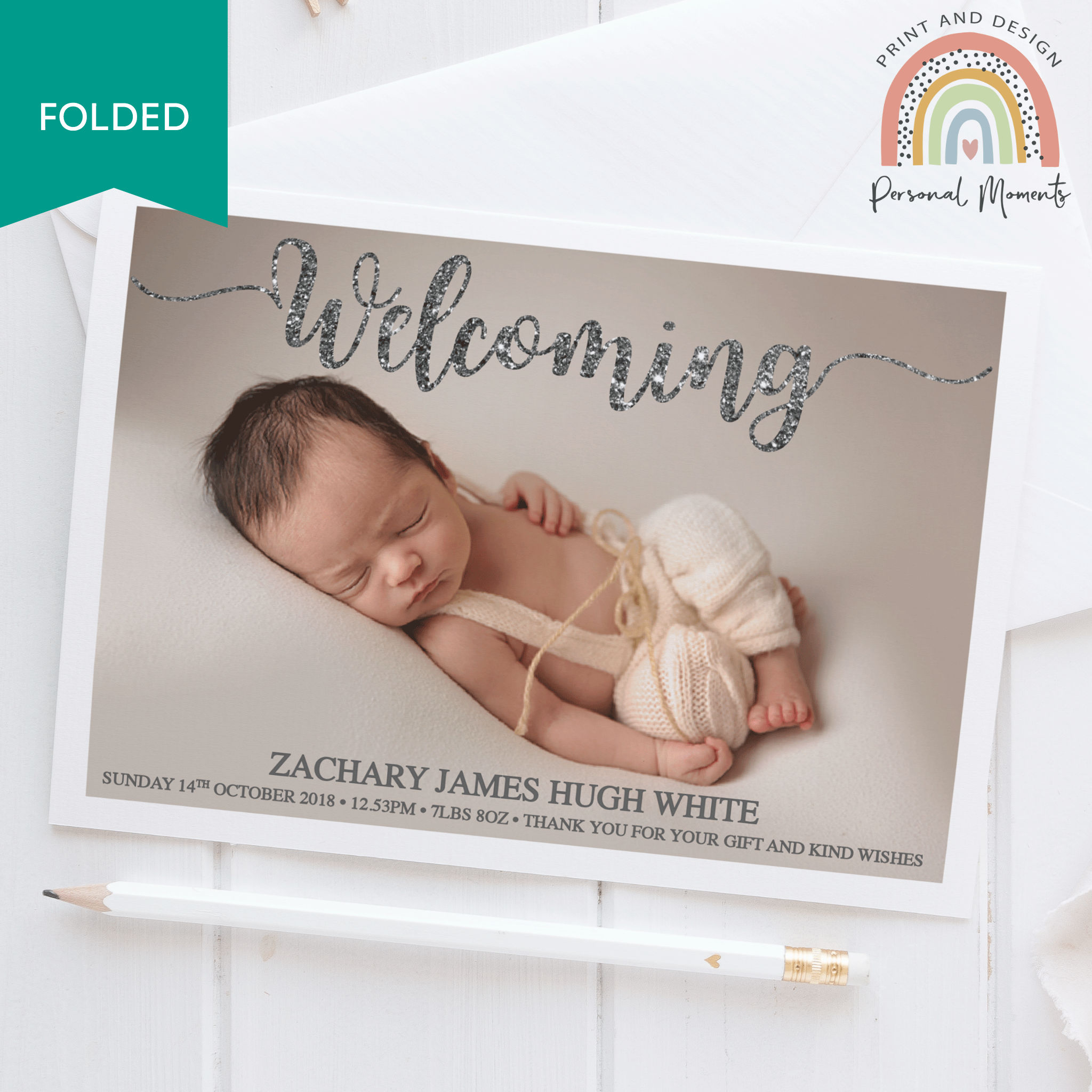FOLDED Make Your Baby's Thank You Notes Special with Personalized Photo Cards for Boys | Personal Moments
