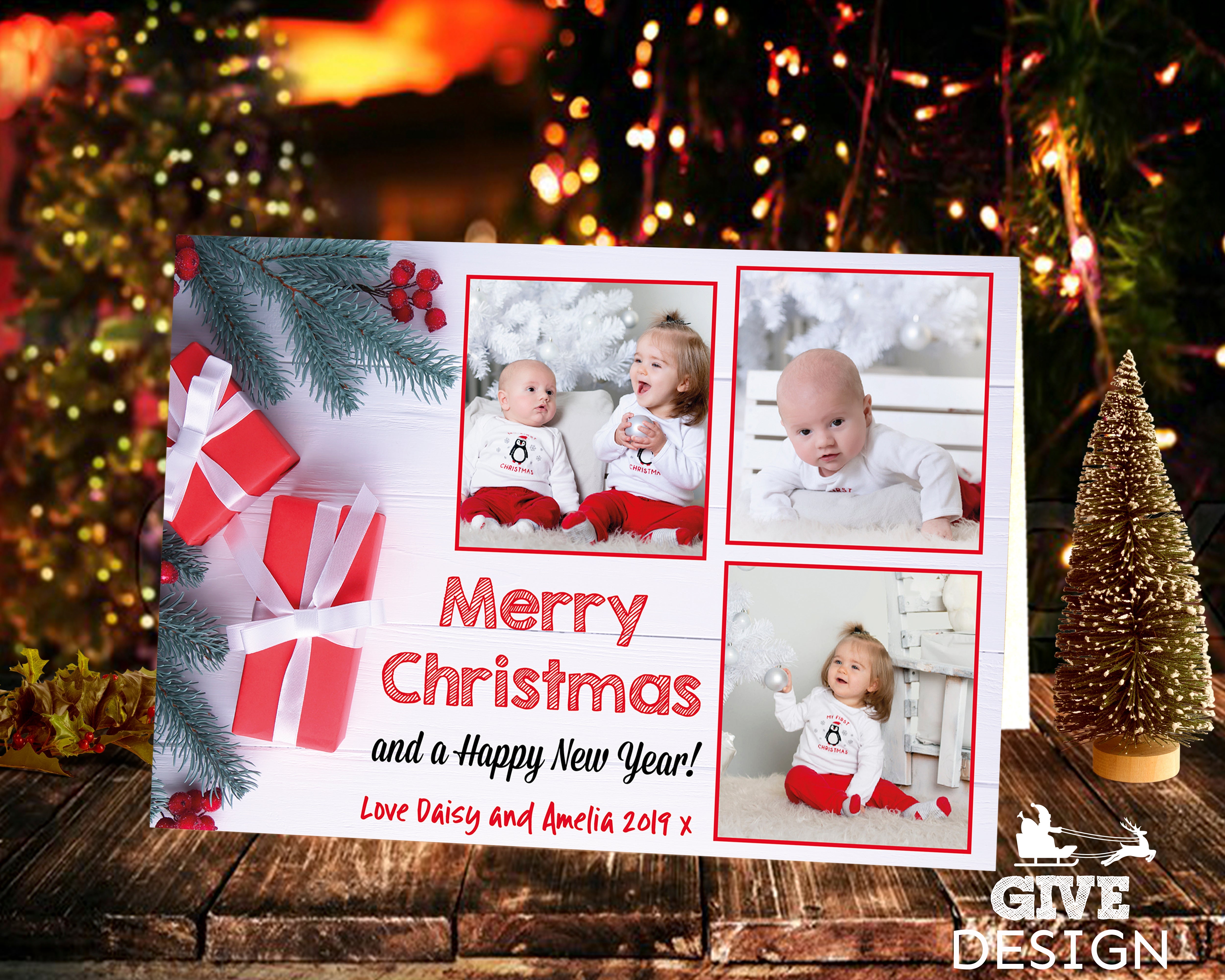 FLAT Photo Personalized Thank You Cards, Christmas Gift Thank You Photo Cards