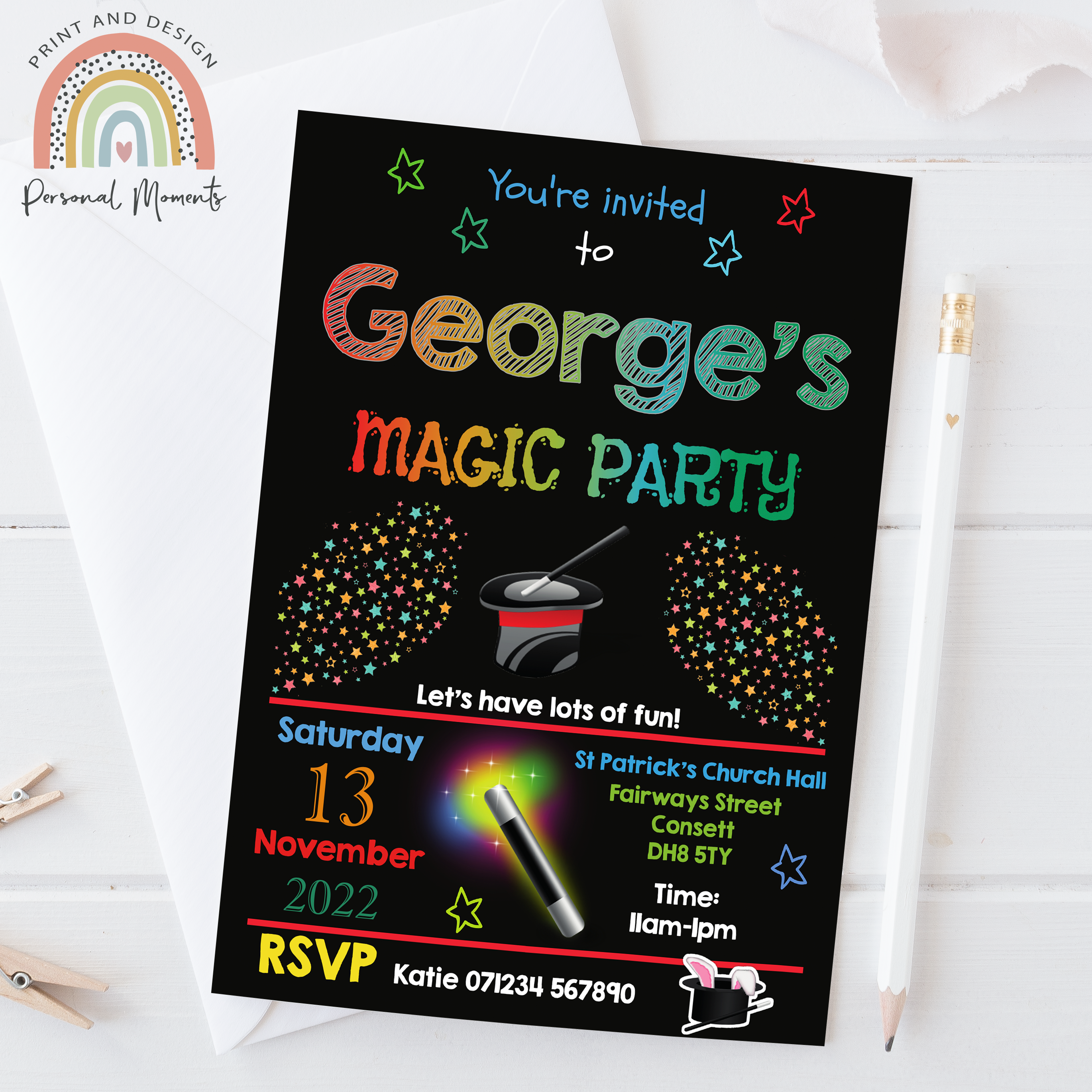 Boys Personalized Magic Show Party Invitations - Mystical Fun Awaits!