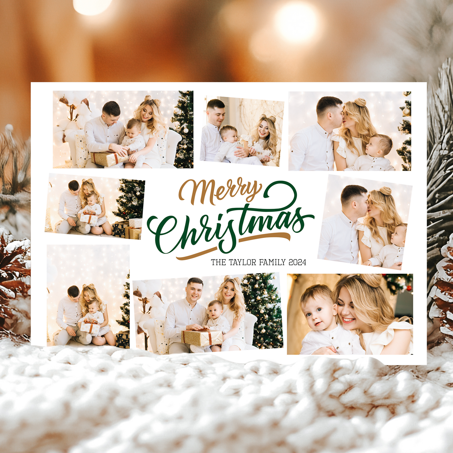 FLAT Personalized Christmas Cards Multiple Photos