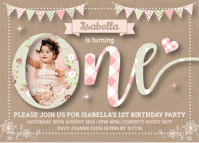 Personalised Vintage Floral Photo Invites
