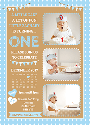 Blue cake smash invites